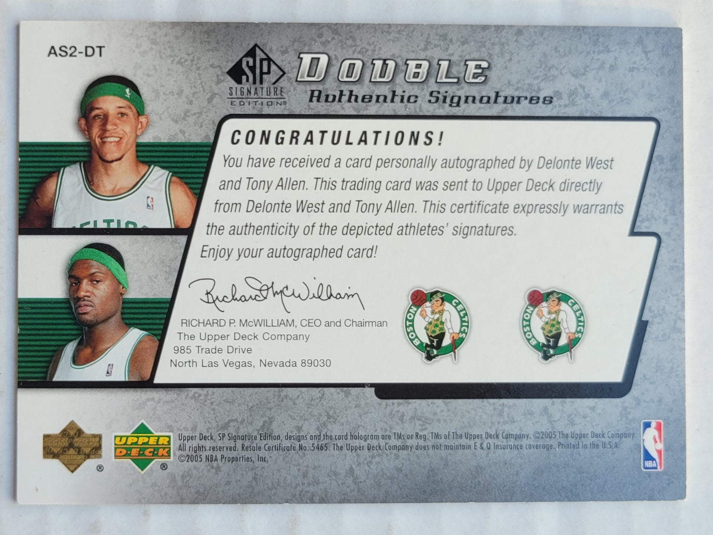 Delonte West / Tony Allen - 2004-05 SP Signature Edition Signatures Dual #DT - 068/100