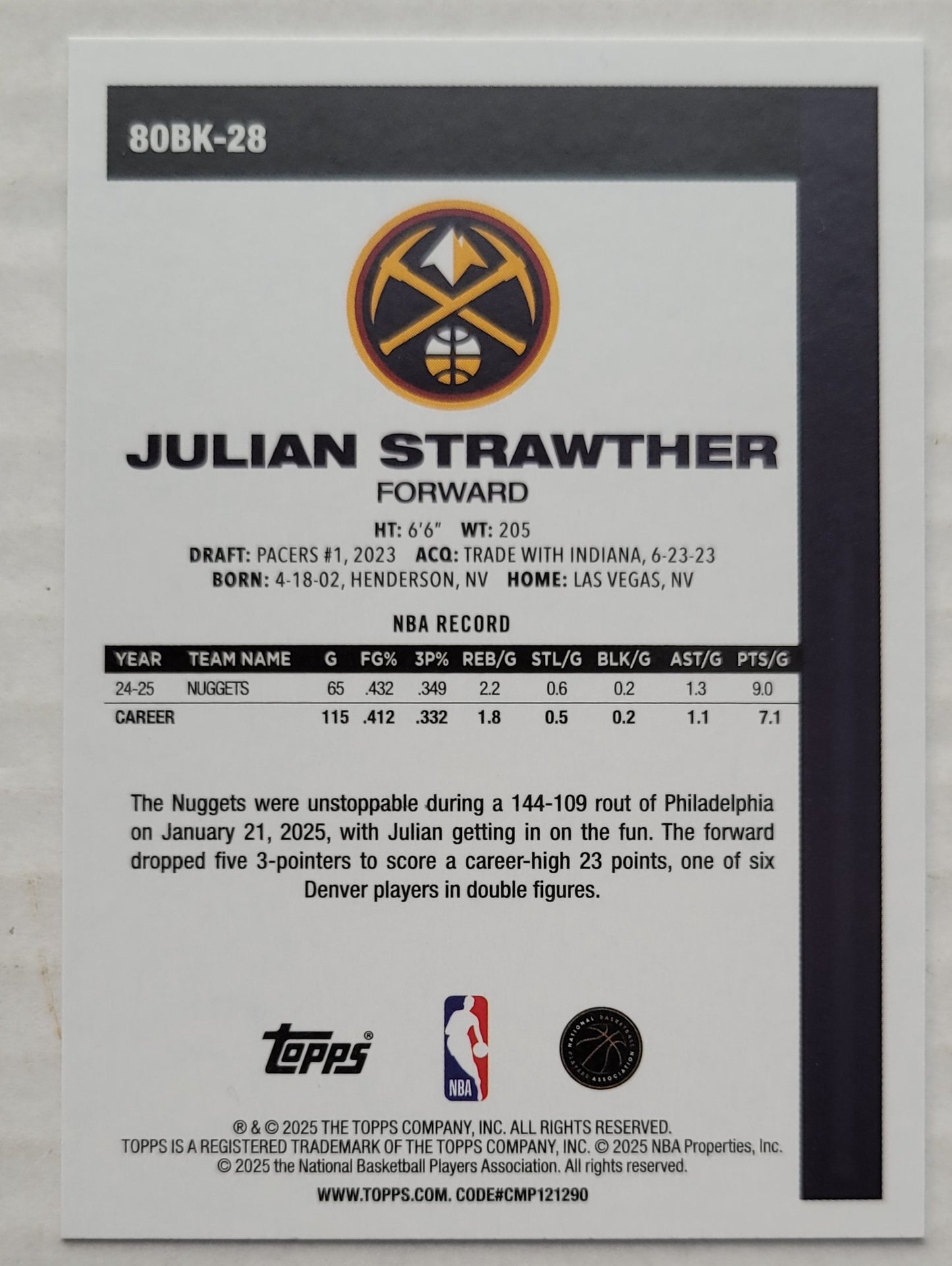 Julian Strawther - 2025-26 Topps '80-81 Topps #80BK28