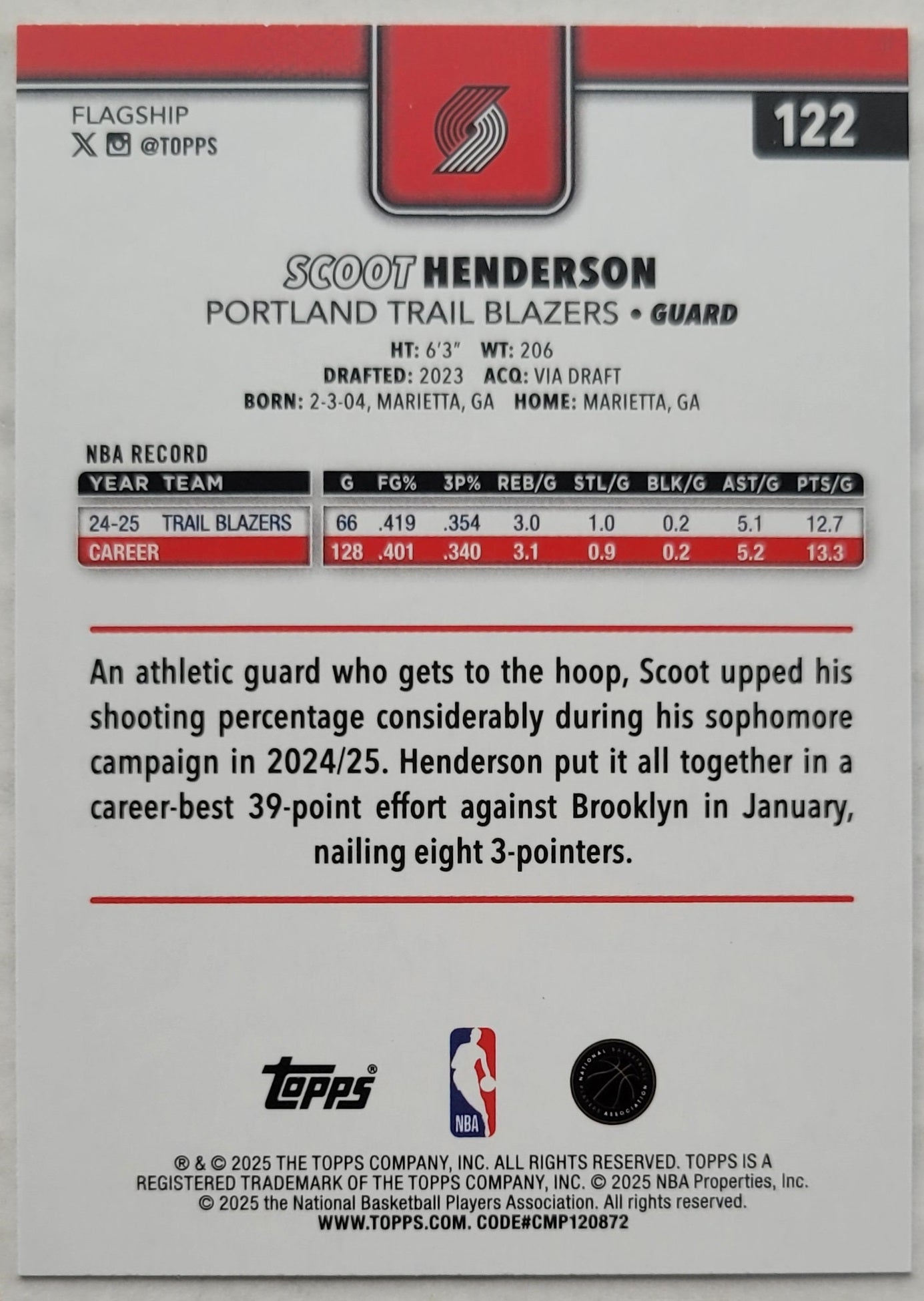 Scoot Henderson - 2025-26 Topps Season Tip Off #122