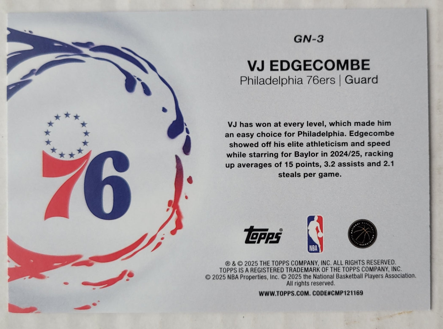 VJ Edgecombe - 2025-26 Topps Generation Now #GN3