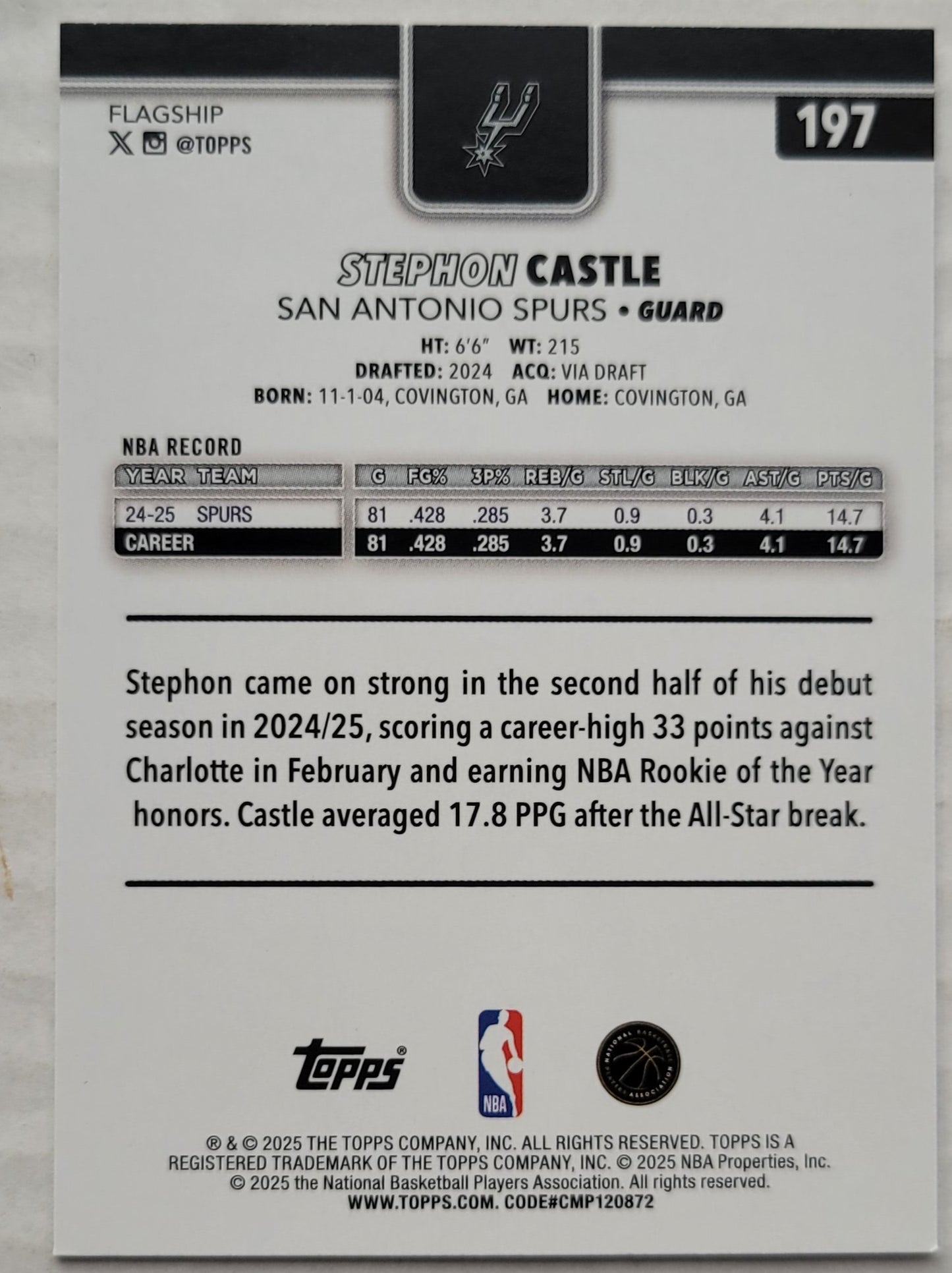 Stephon Castle - 2025-26 Topps #197