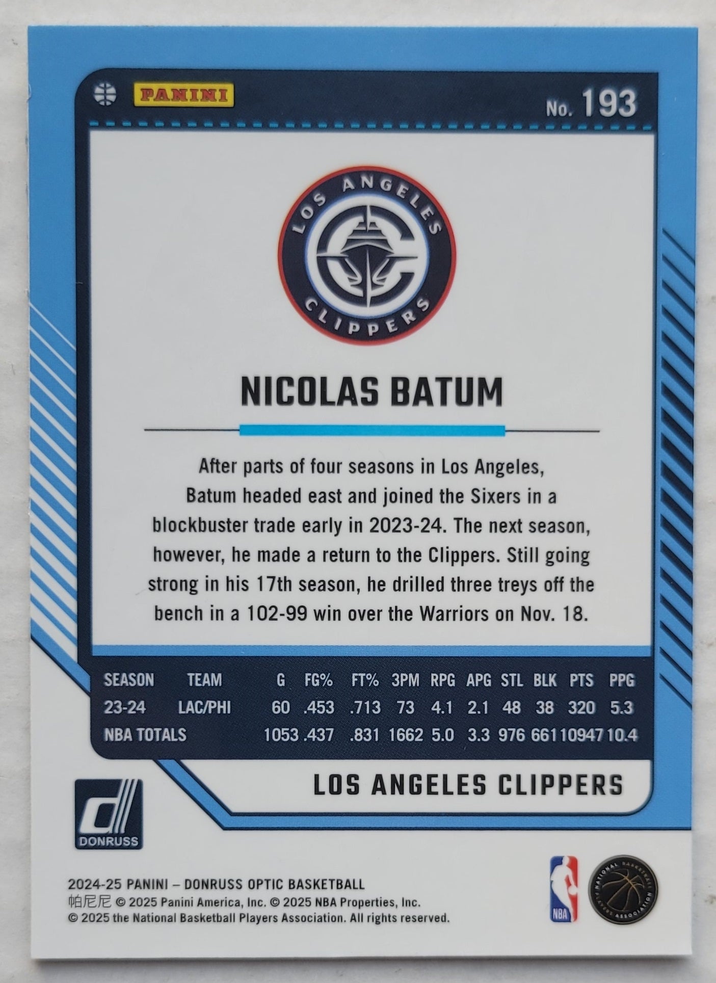 Nicolas Batum - 2024-25 Donruss Optic #193