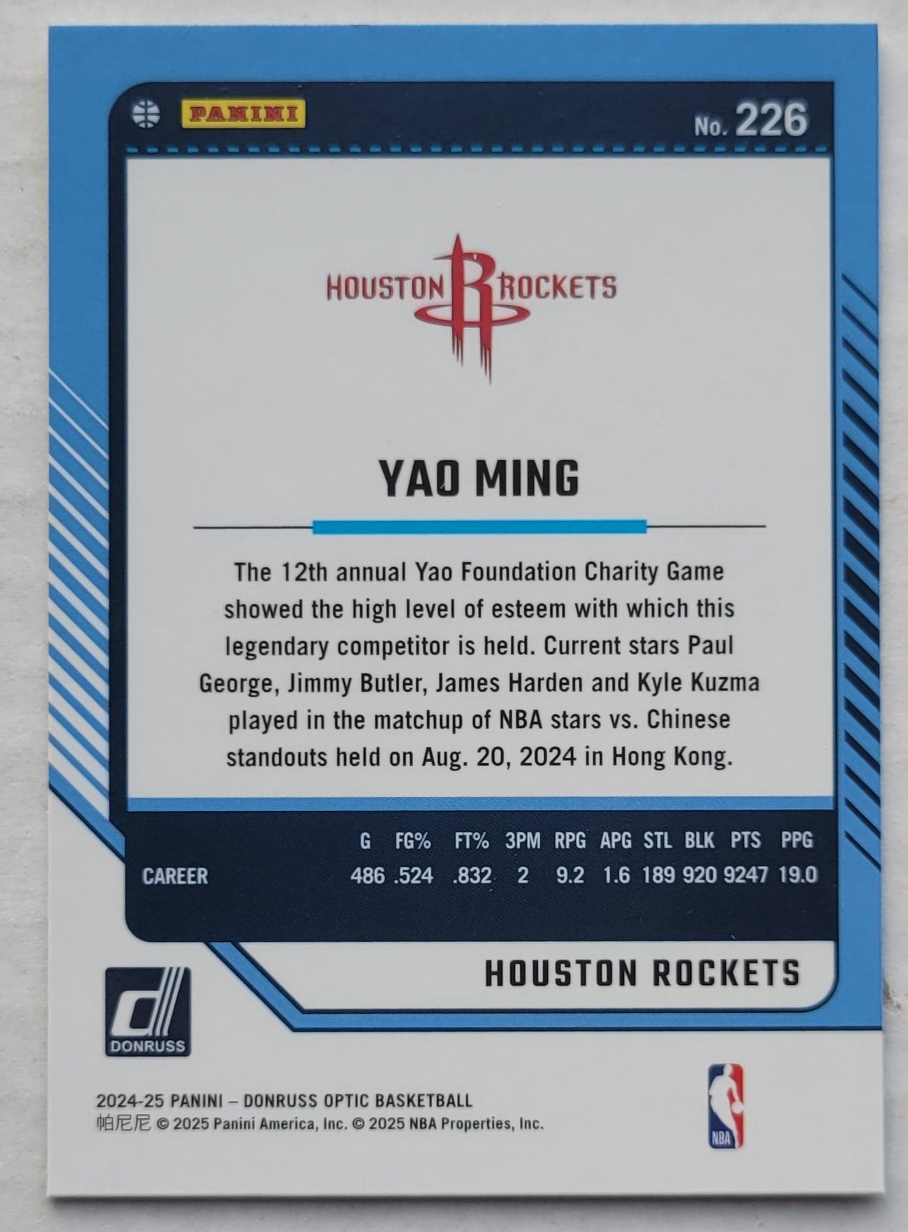 Yao Ming - 2024-25 Donruss Optic #226 LGD