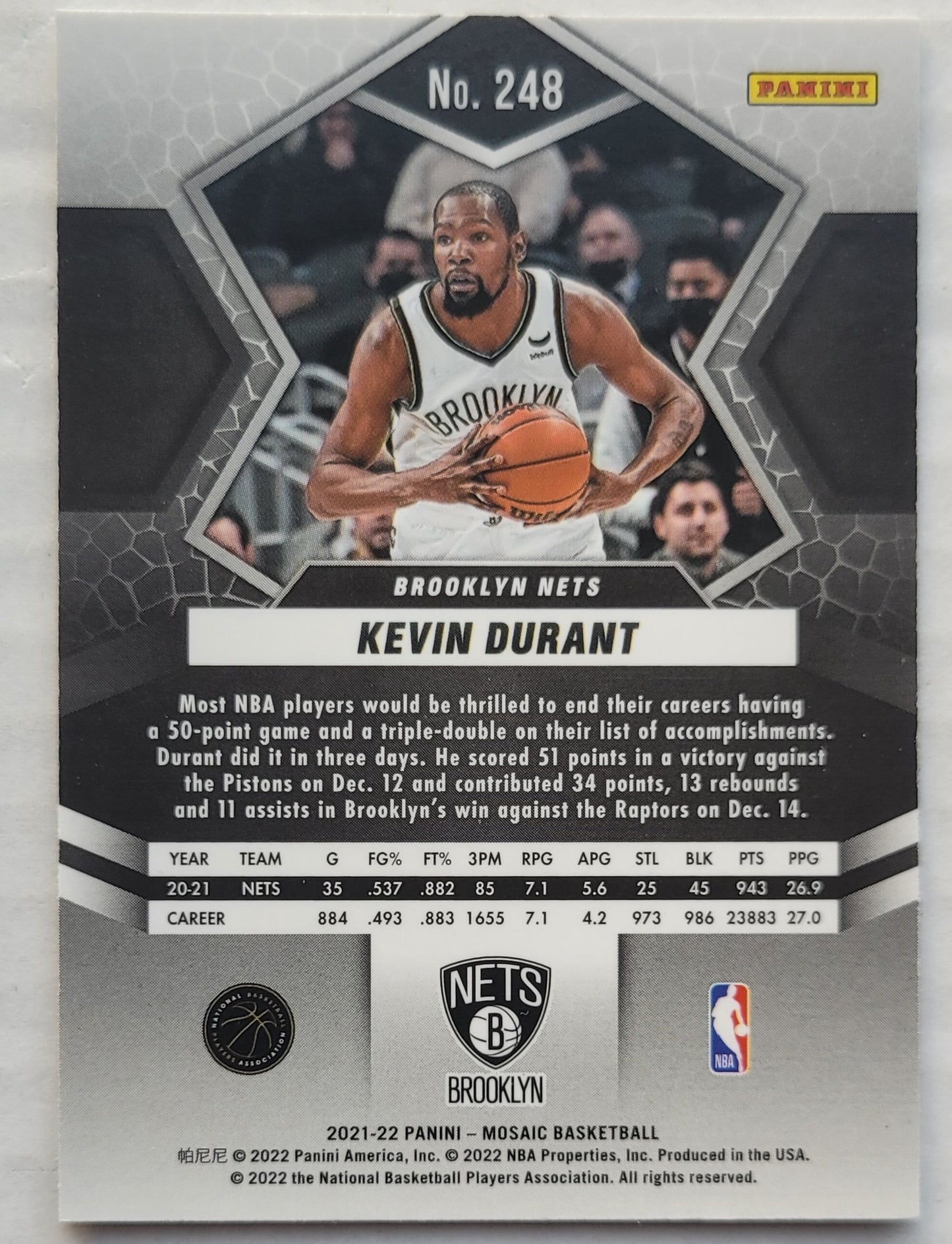 Kevin Durant - 2020-21 Panini Mosaic #248