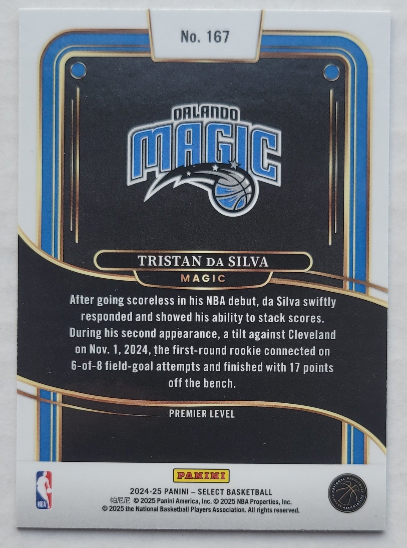 Tristan da Silva - 2024-25 Select Blue #167 RC