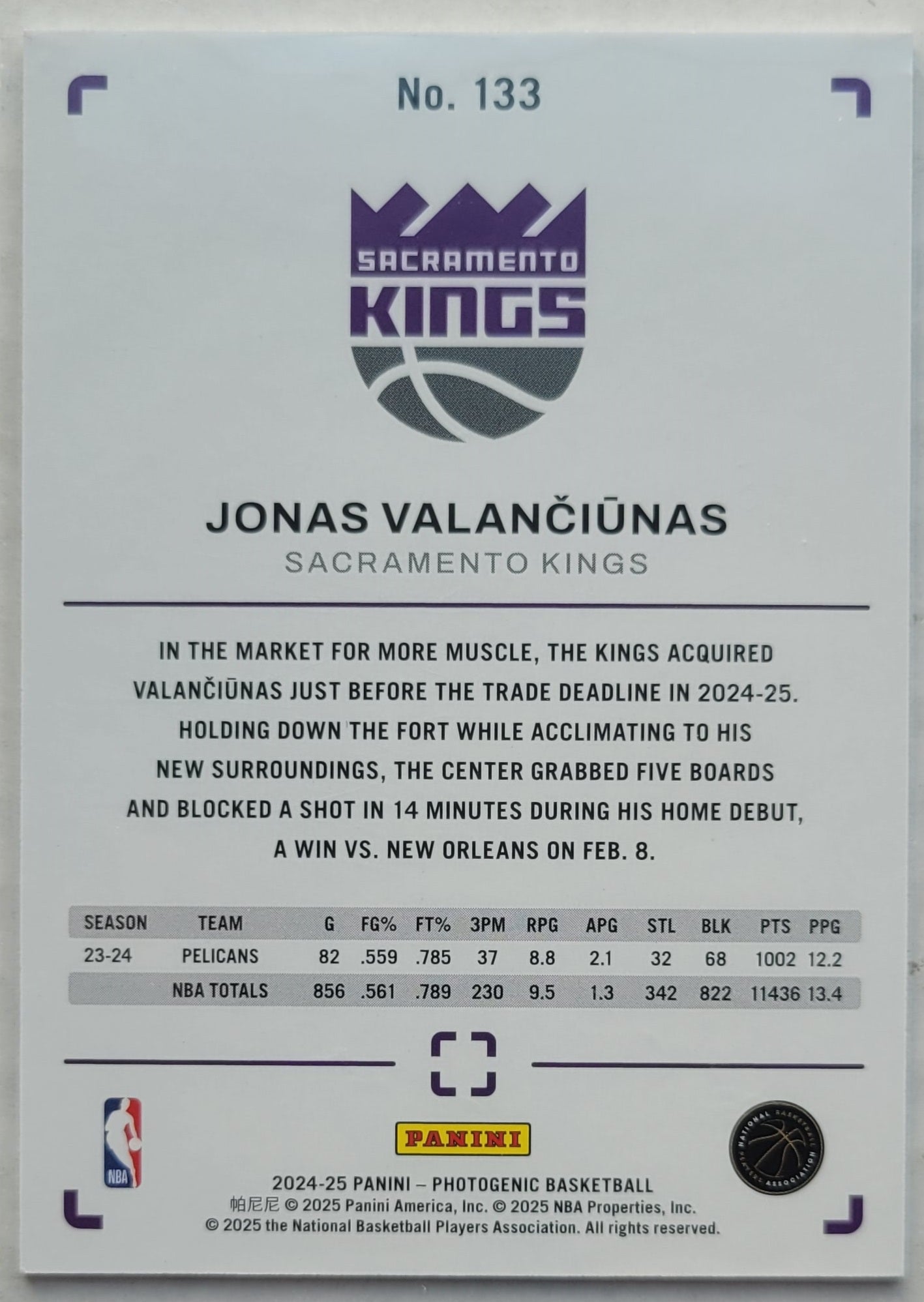 Jonas Valanciunas - 2024-25 Panini PhotoGenic #133