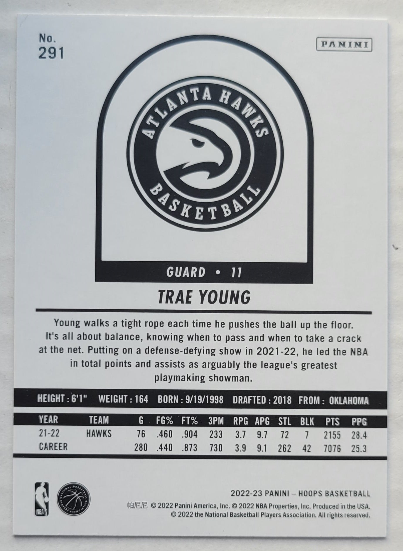 Trae Young - 2022-23 Hoops Blue #291