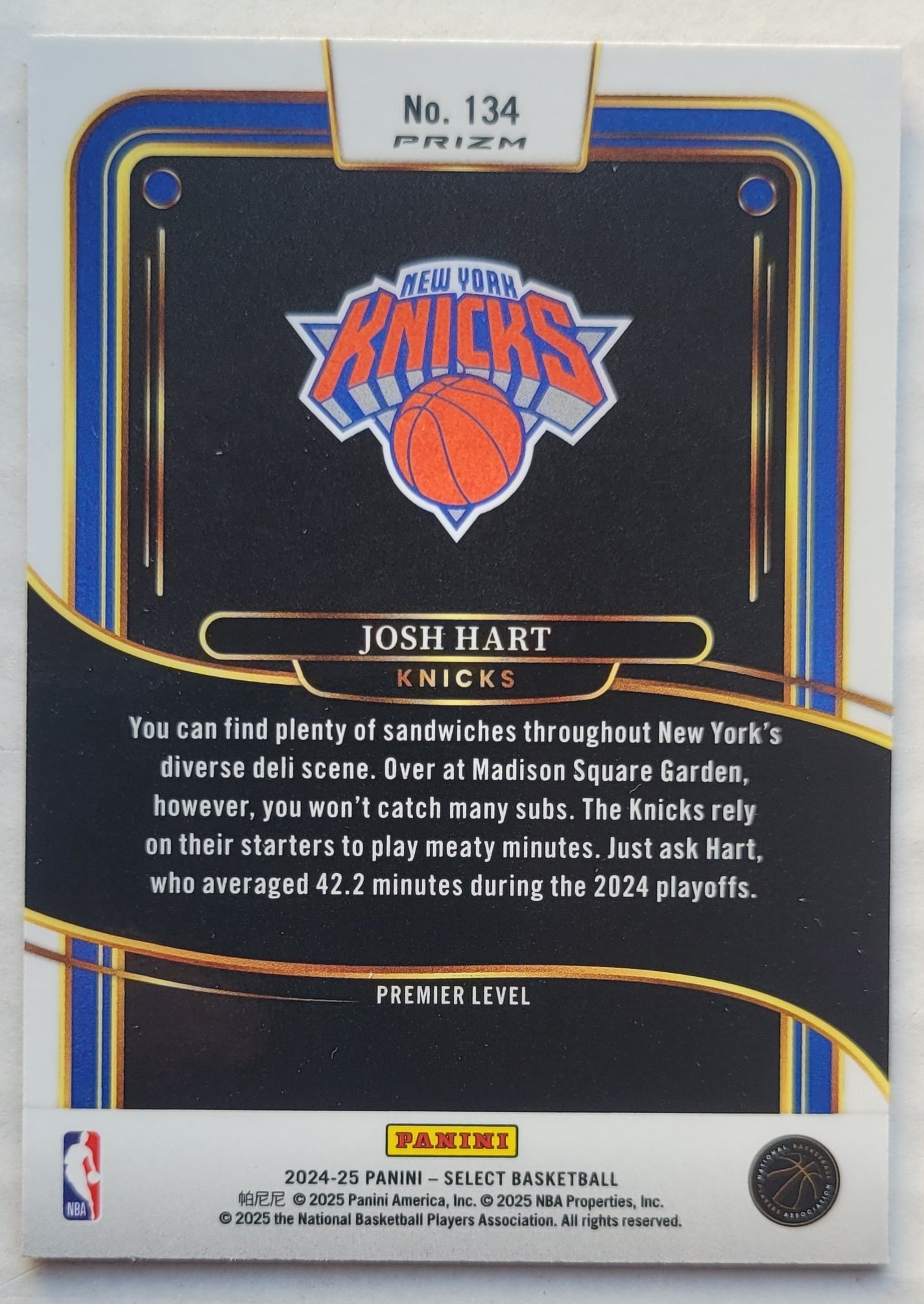 Josh Hart - 2024-25 Select Red Cracked Ice Prizms #134