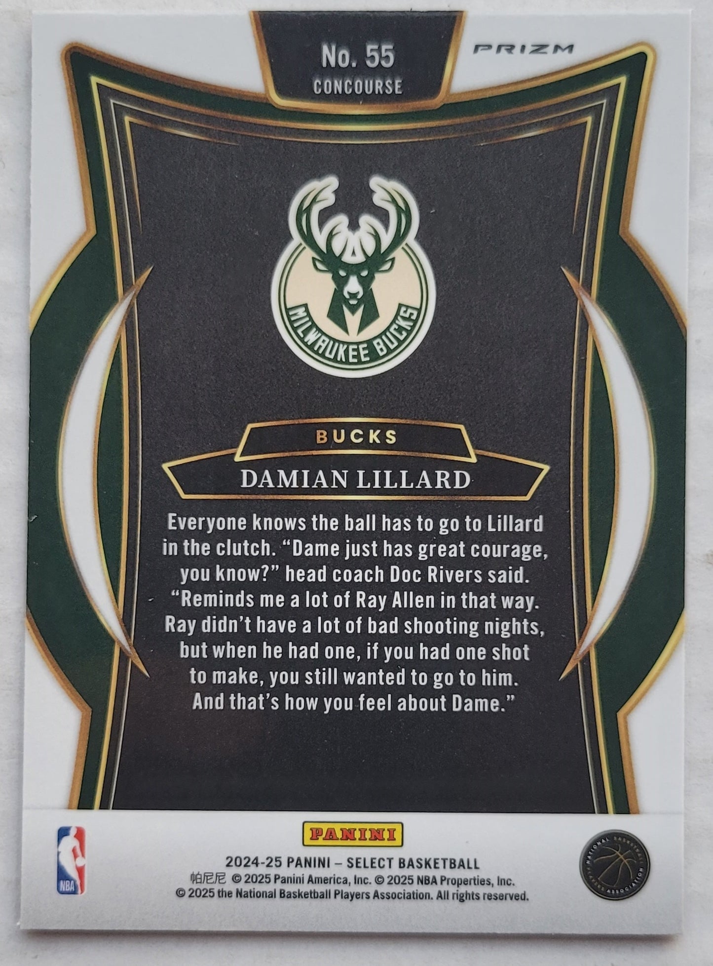 Damian Lillard - 2024-25 Select Red Cracked Ice Prizms #55