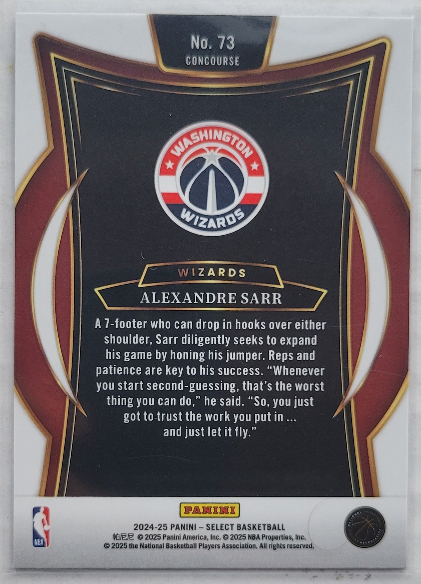 Alexandre Sarr - 2024-25 Select Blue #73 RC