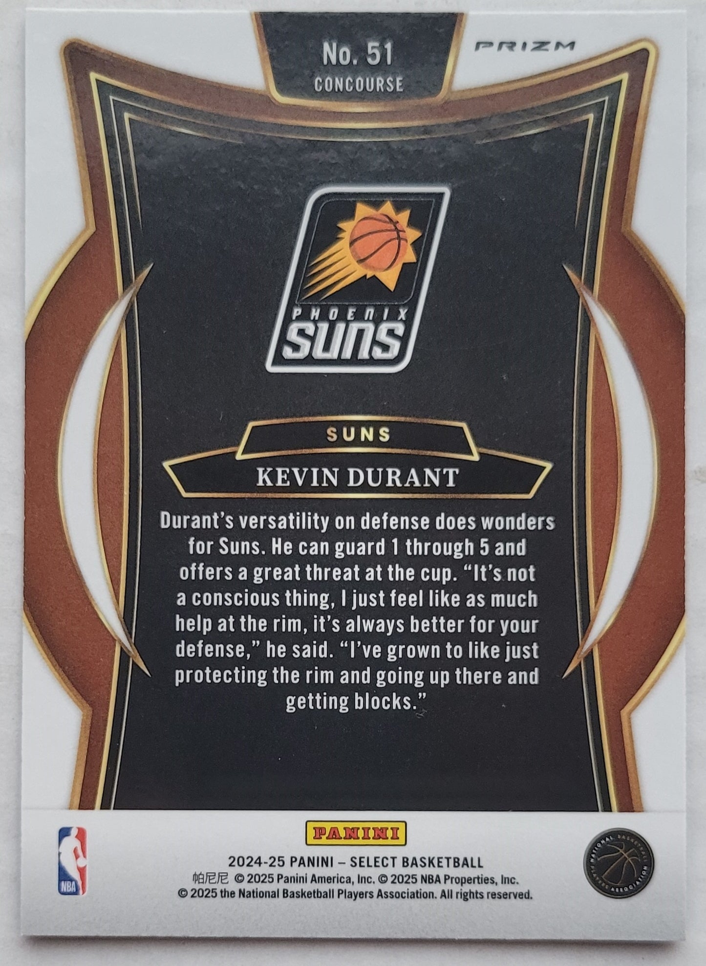 Kevin Durant - 2024-25 Select Blue Prizms #51