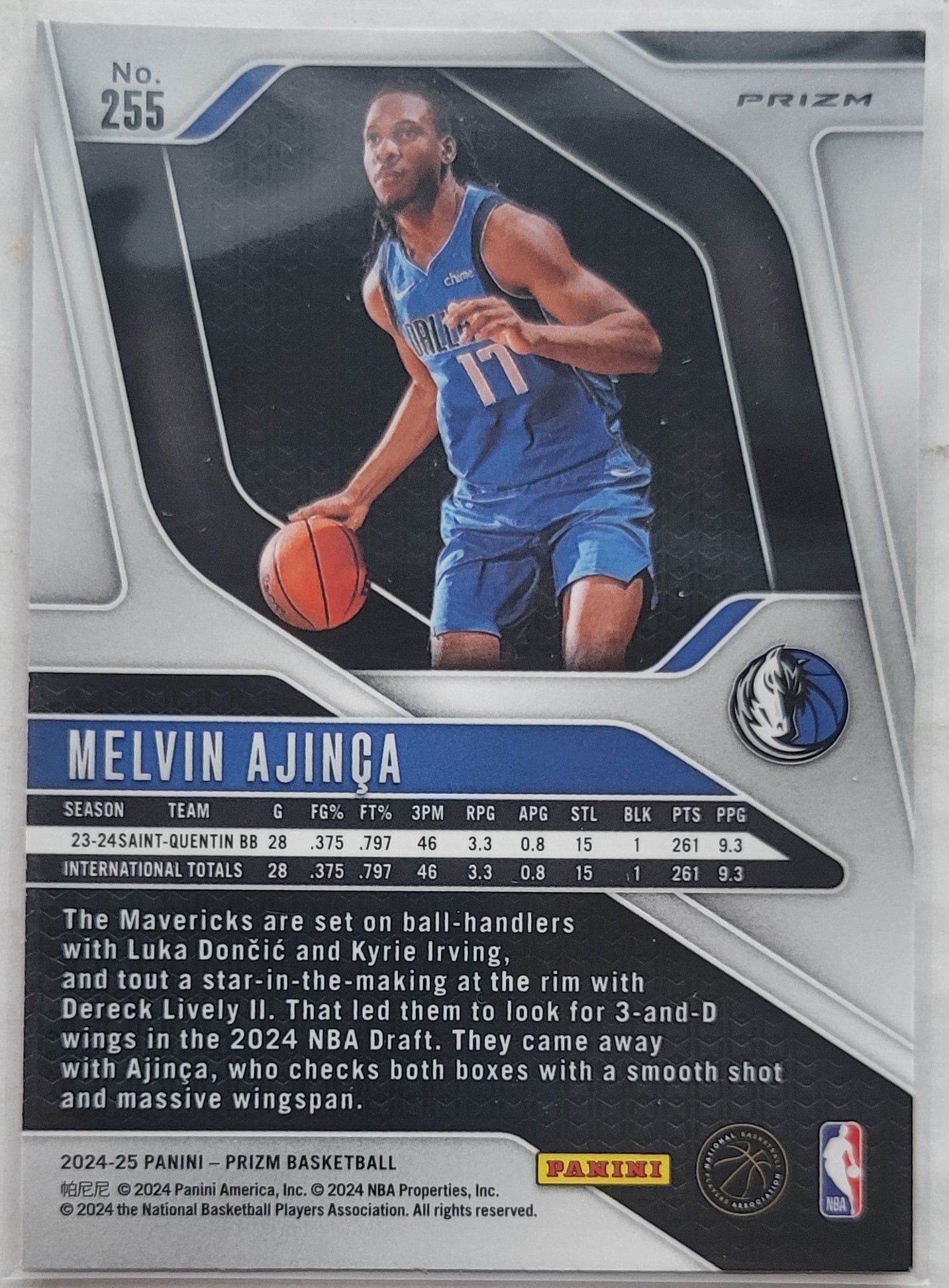 Melvin Ajinca - 2024-25 Panini Prizm Prizms Silver #255 RC