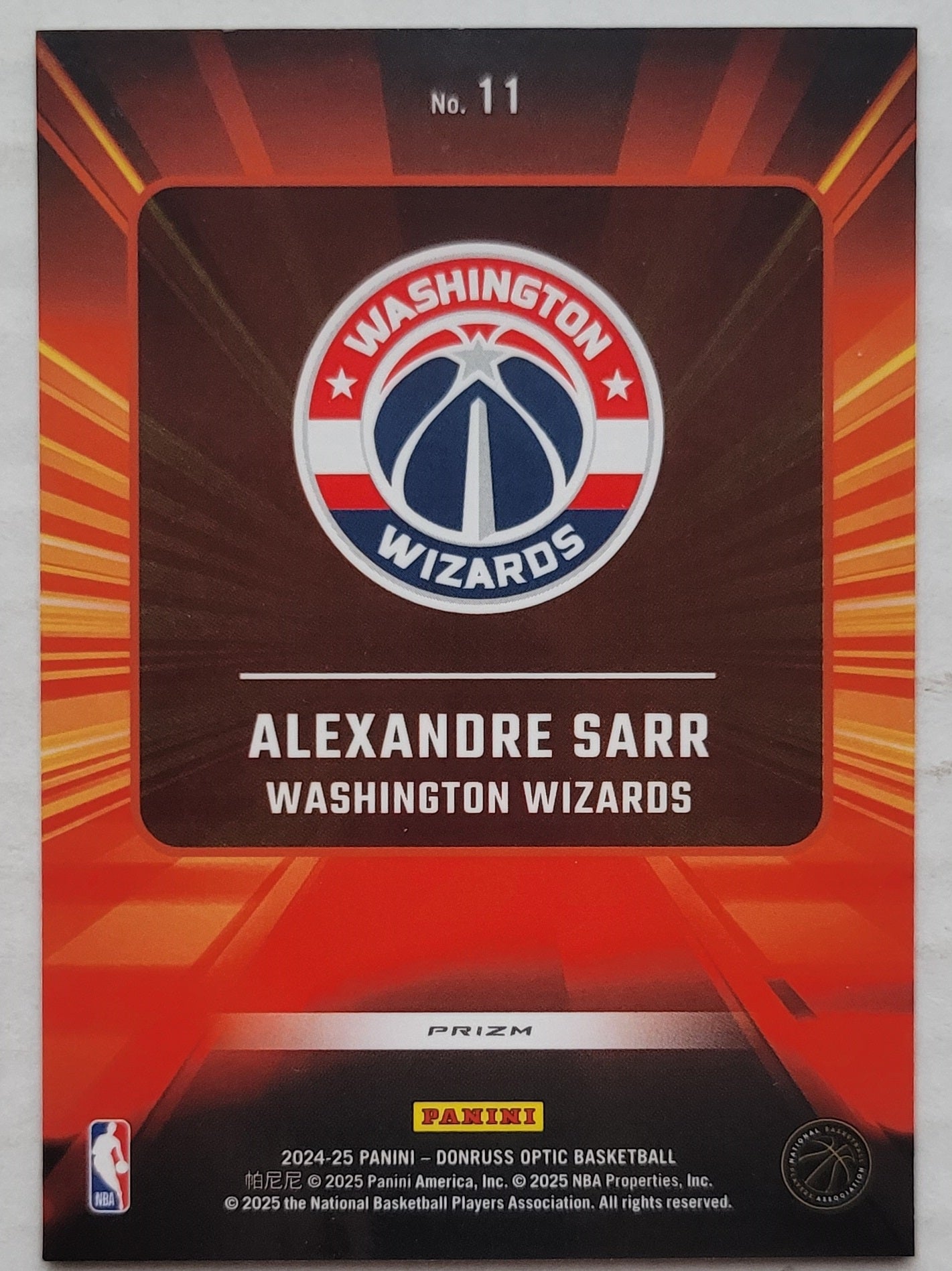 Alexandre Sarr - 2024-25 Donruss Optic Express Lane Purple #11