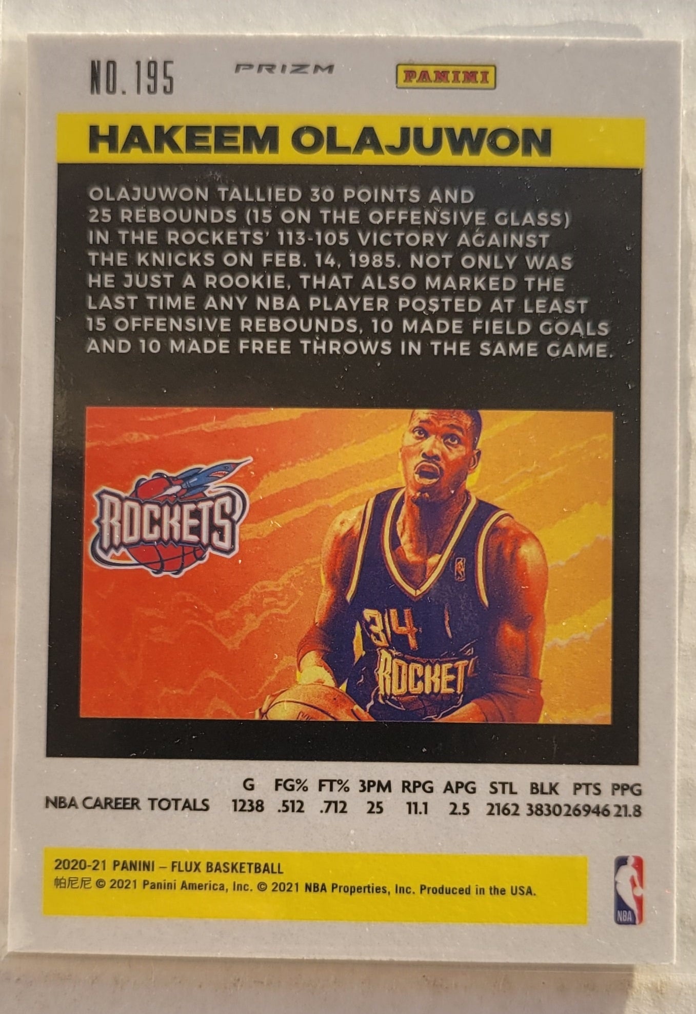 Hakeem Olajuwon - 2020-21 Panini Flux Factory Pulsar #195