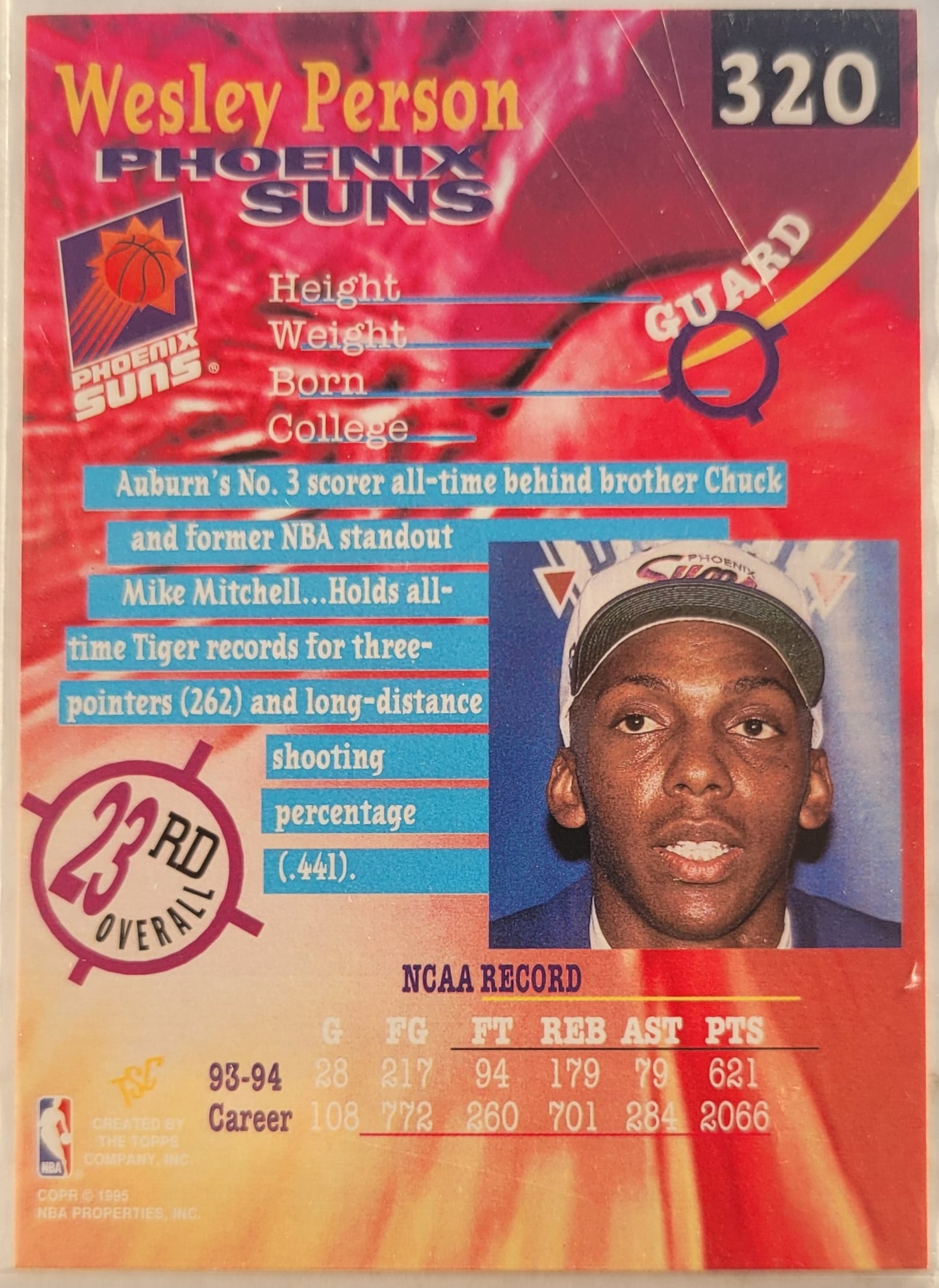 Wesley Person - 1994-95 Stadium Club Super Teams Division Winners #320