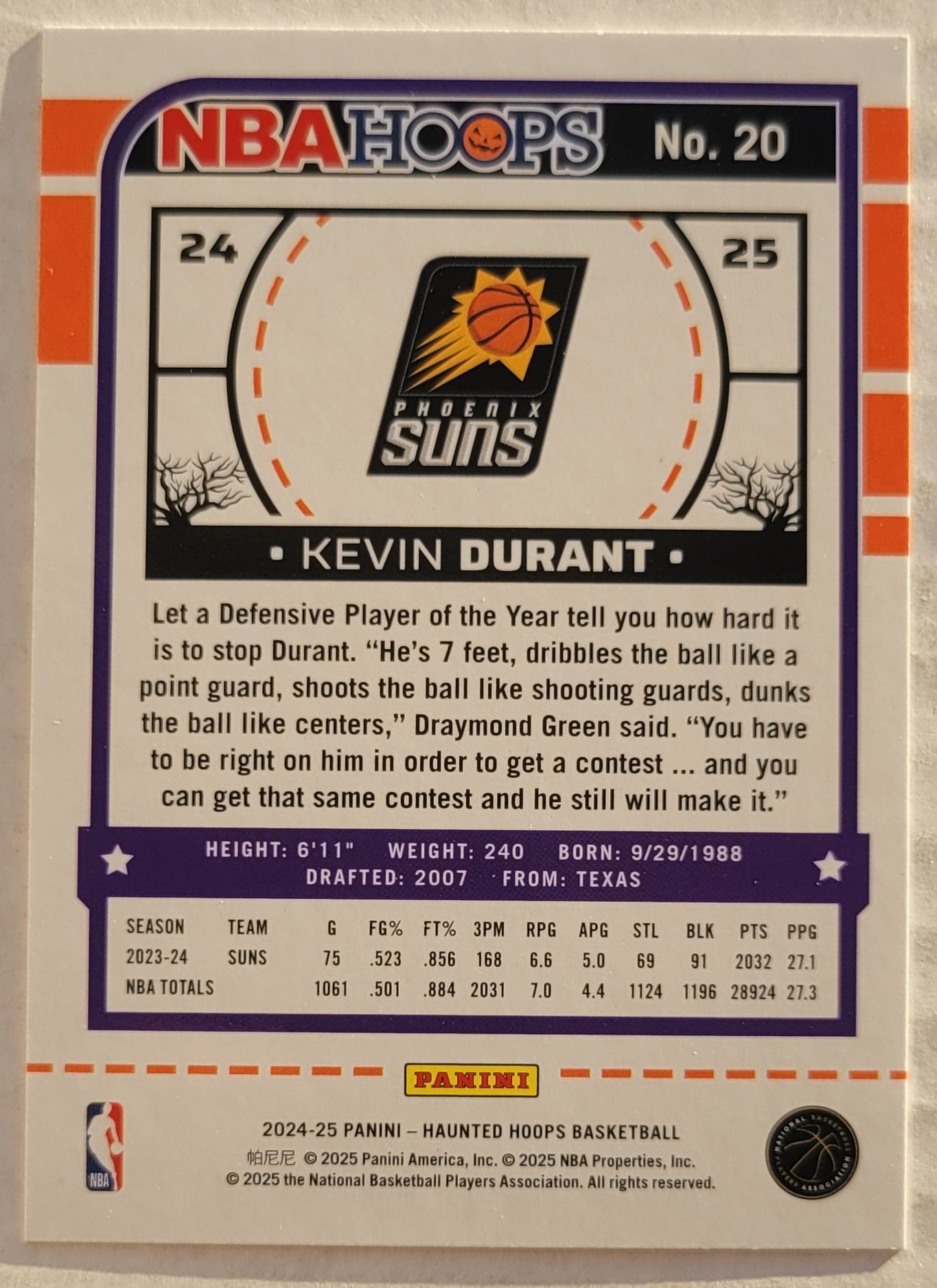Kevin Durant - 2024-25 Hoops Haunted Hoops #20