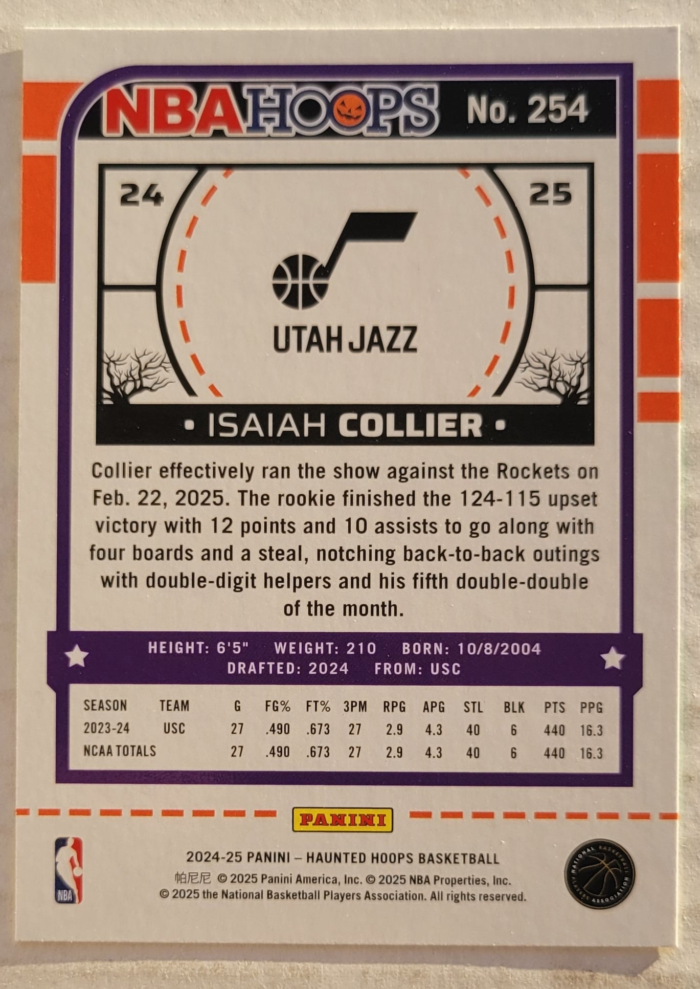 Isaiah Collier - 2024-25 Hoops Haunted Hoops Slime #254 RC