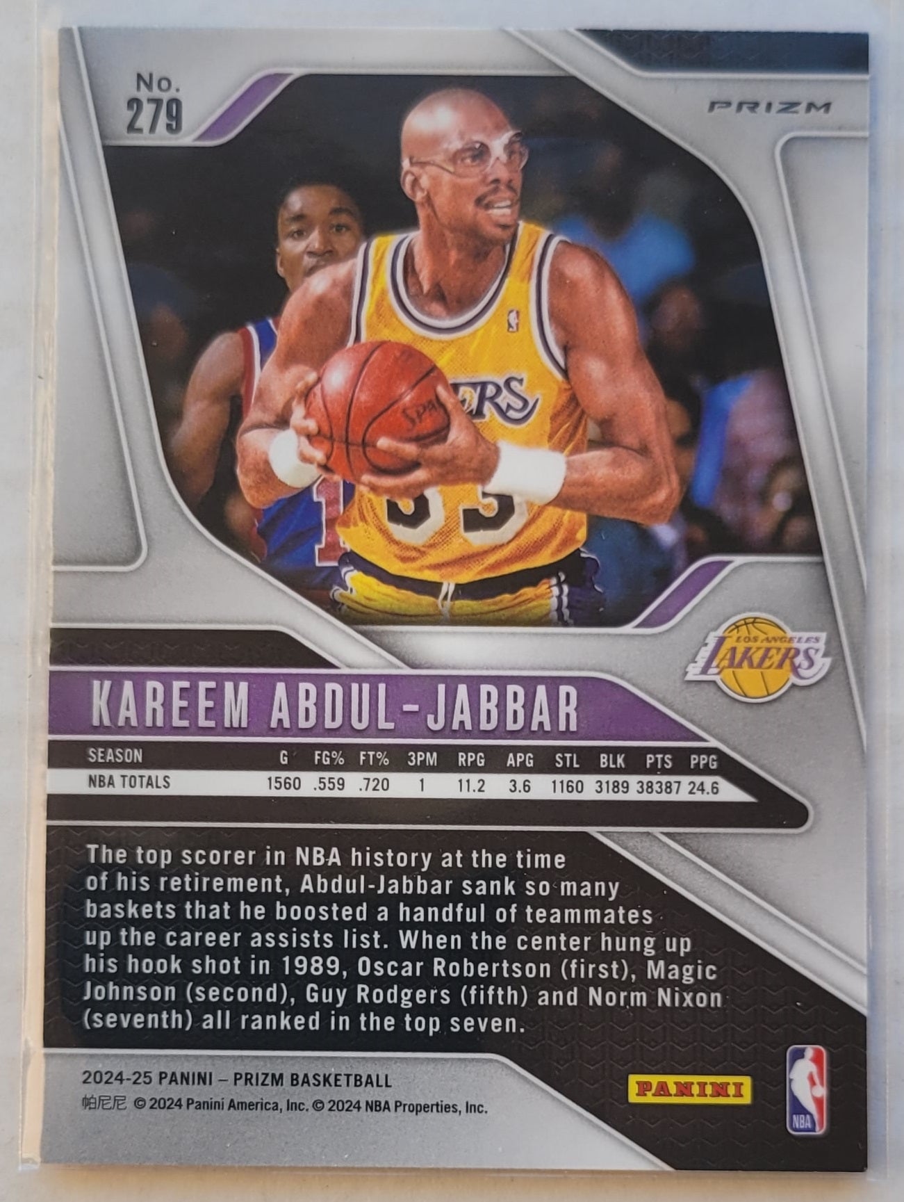 Kareem Abdul-Jabbar - 2024-25 Panini Prizm Prizms Pink Ice #279