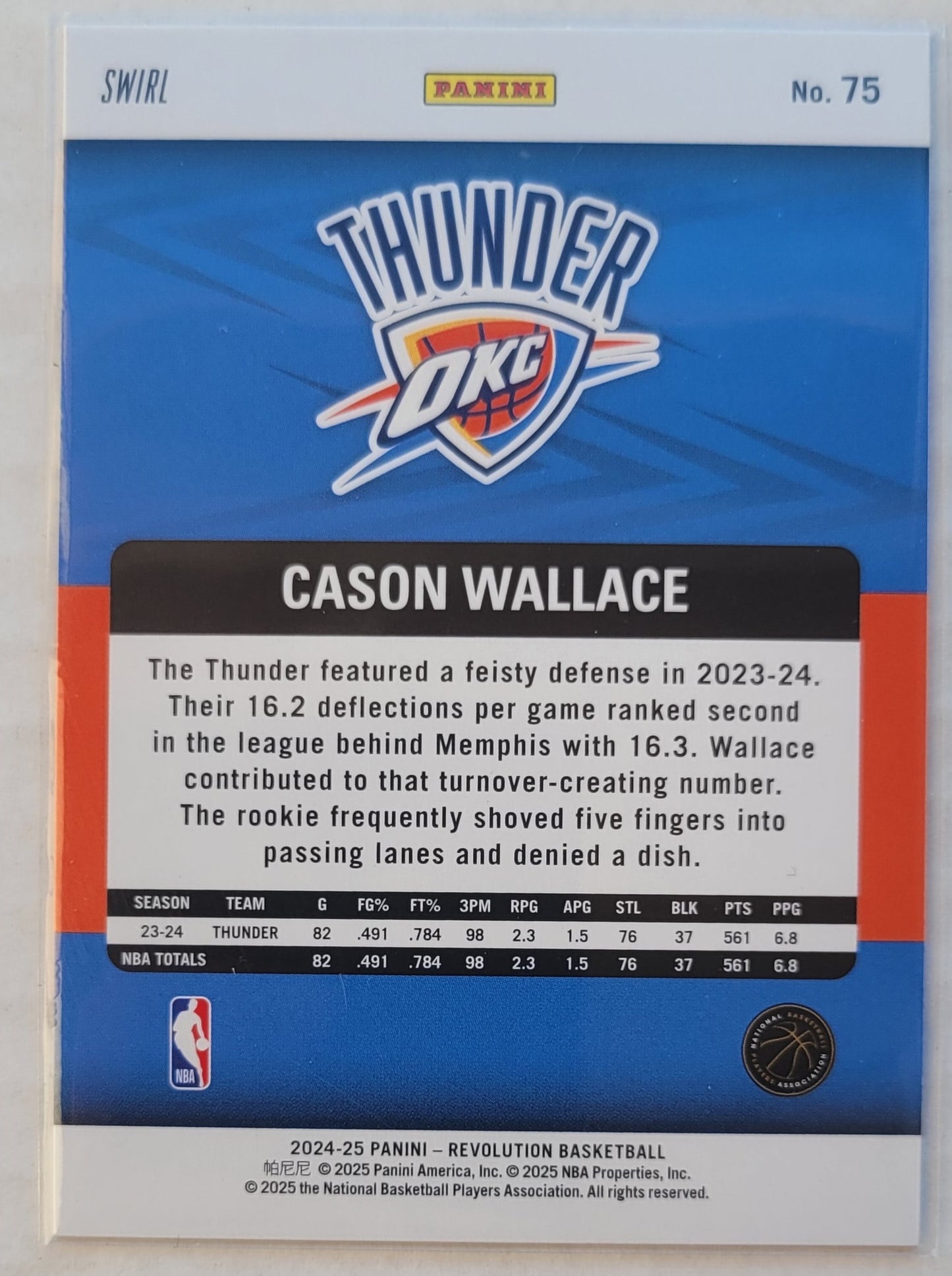 Cason Wallace - 2024-25 Panini Revolution Red Swirl #75