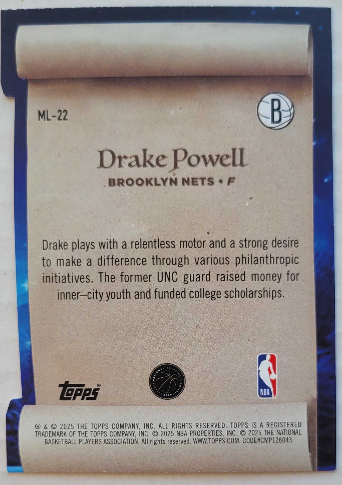 Drake Powell - 2025-26 Topps Holiday Making The Nice List #ML22