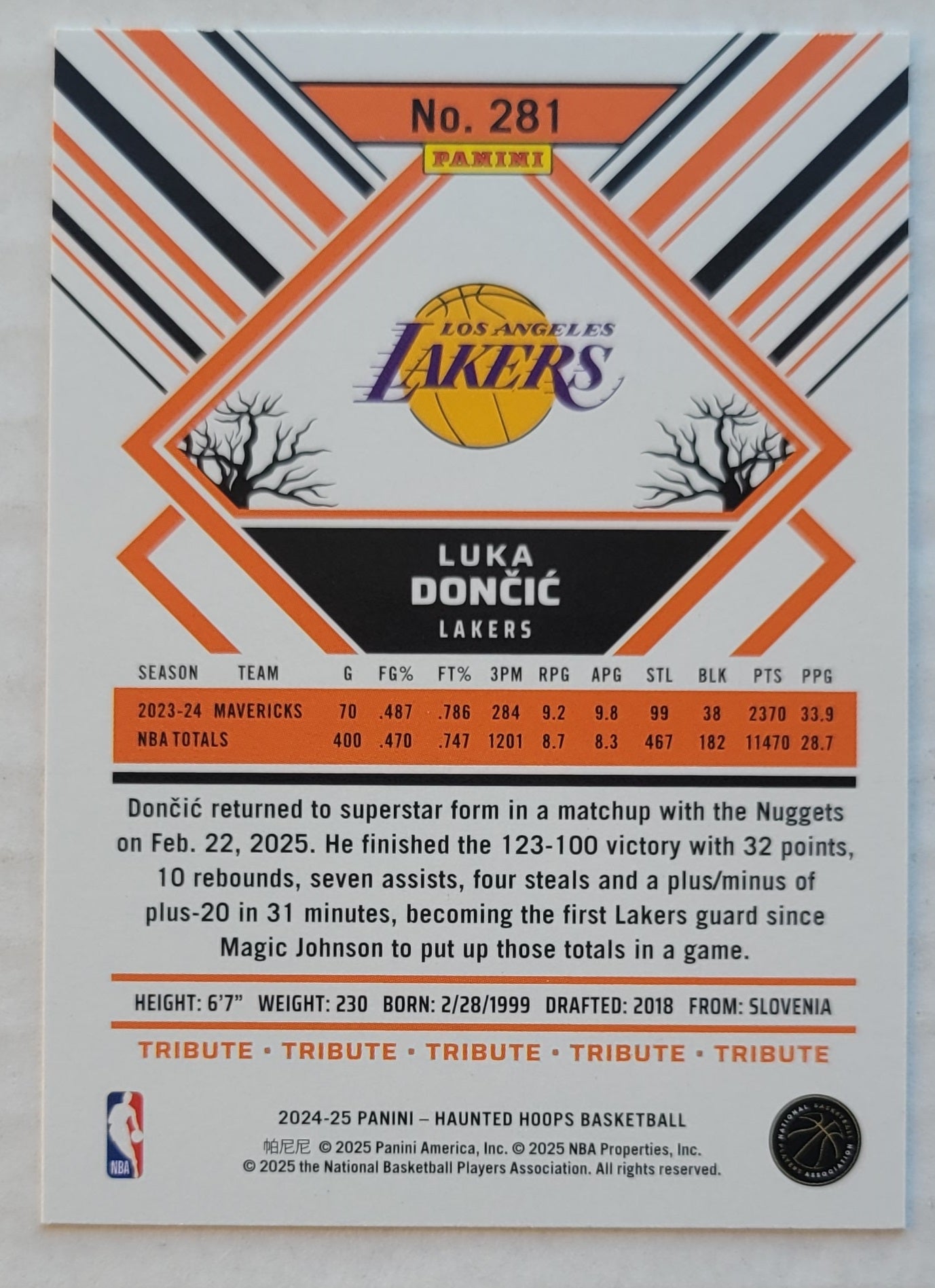 Luka Doncic - 2024-25 Hoops Haunted Hoops #281