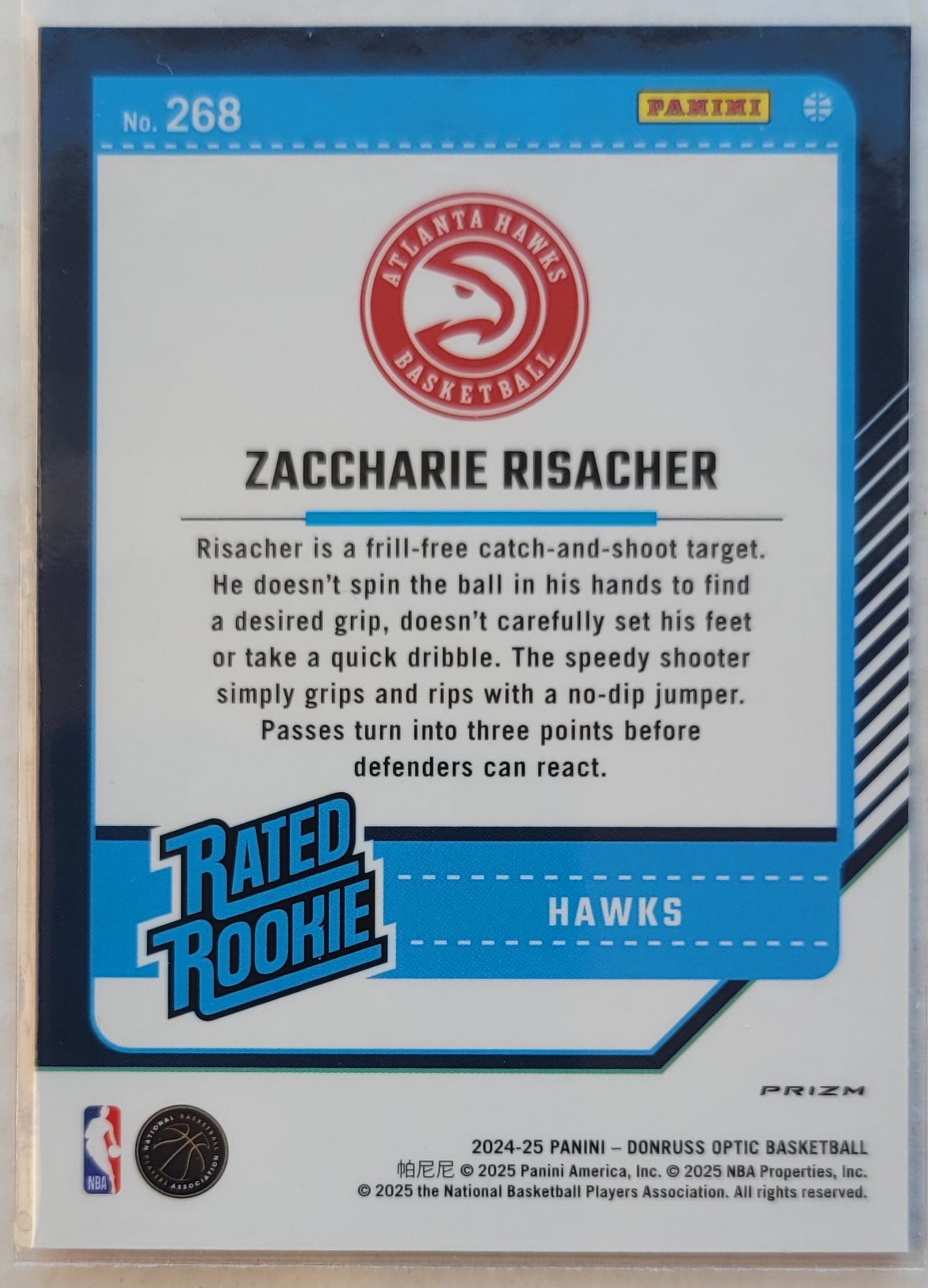 Zaccharie Risacher - 2024-25 Donruss Optic Hyper Pink #268 RR RC