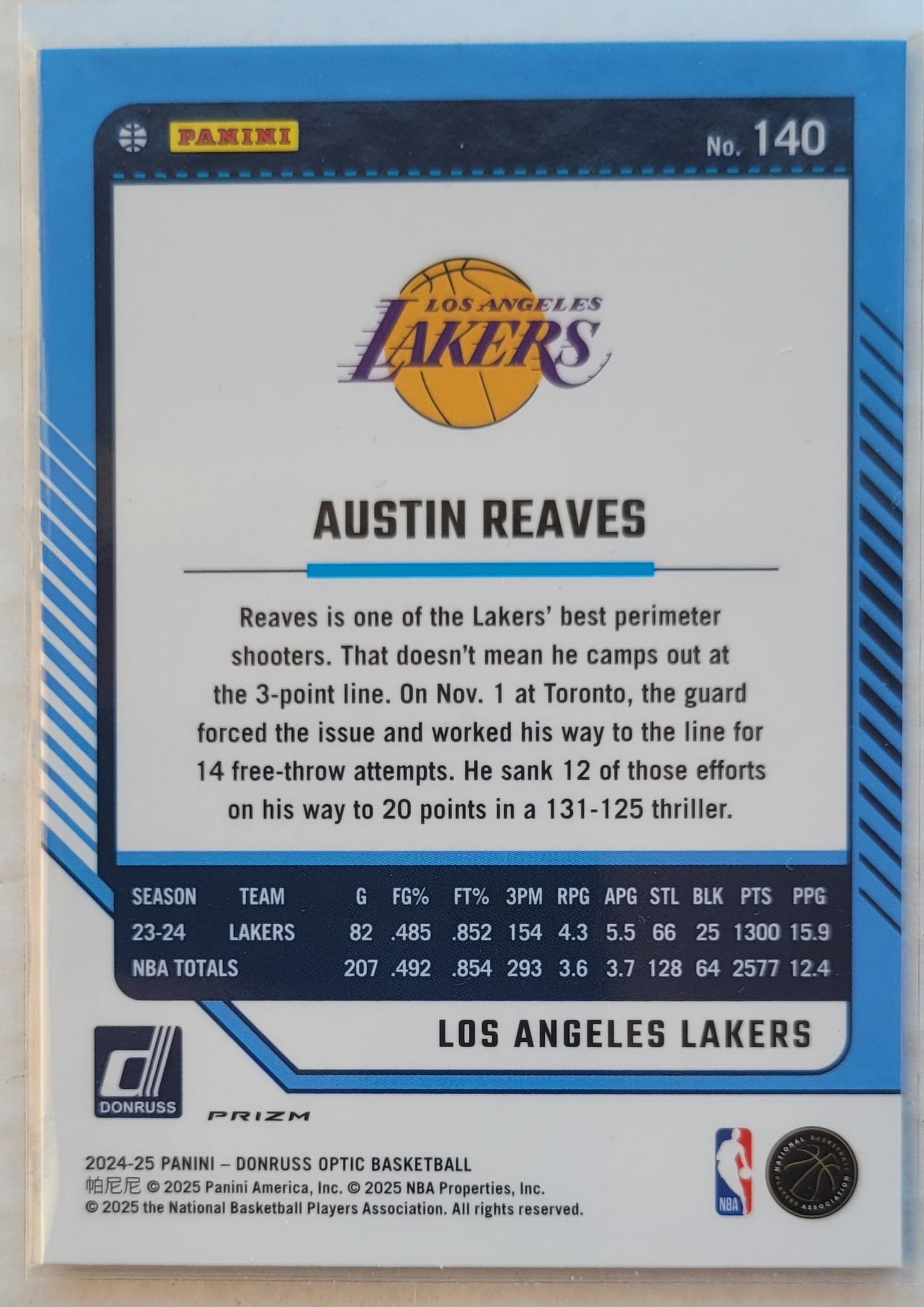 Austin Reaves - 2024-25 Donruss Optic Purple #140