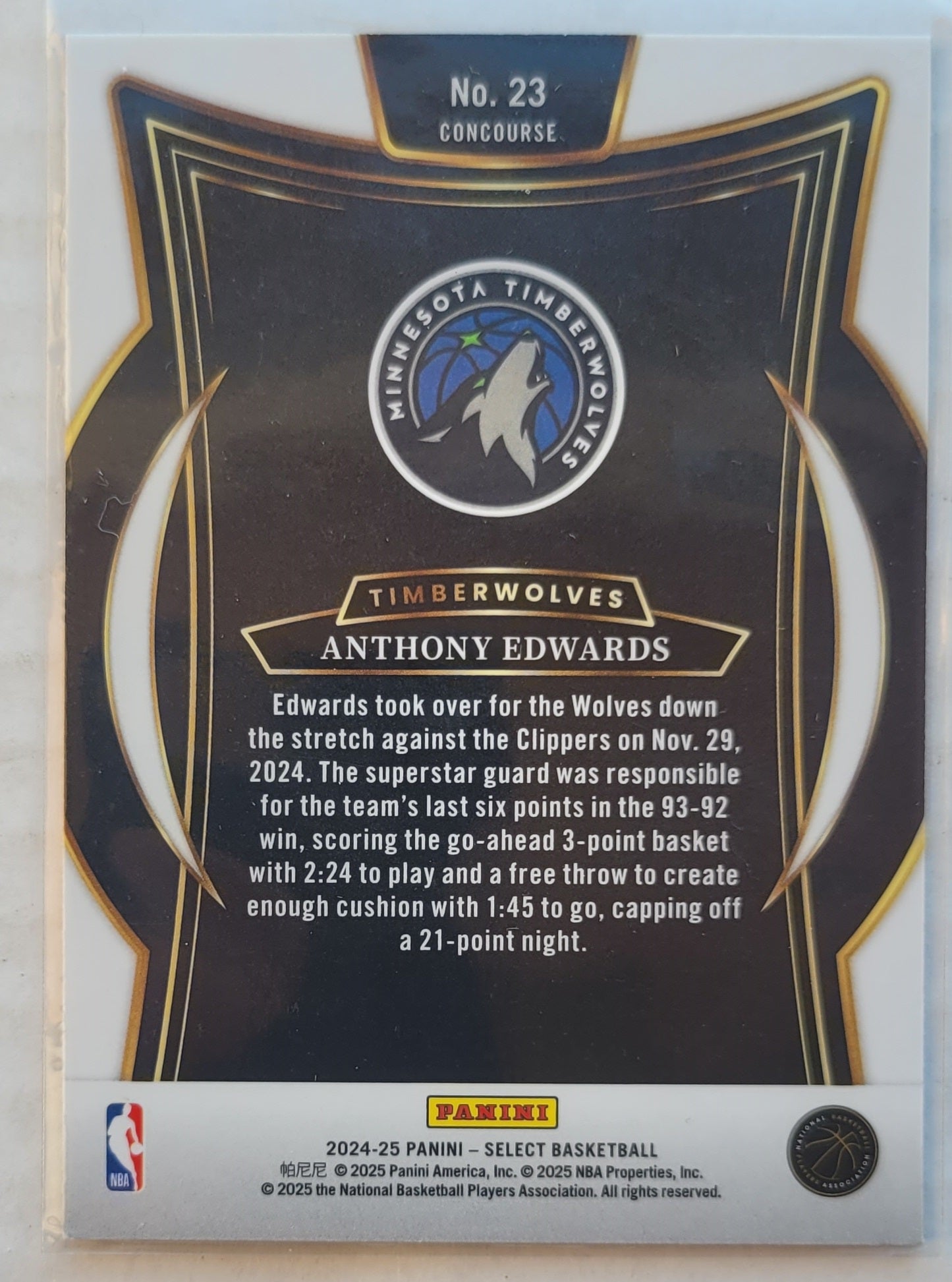 Anthony Edwards - 2024-25 Select Blue #23