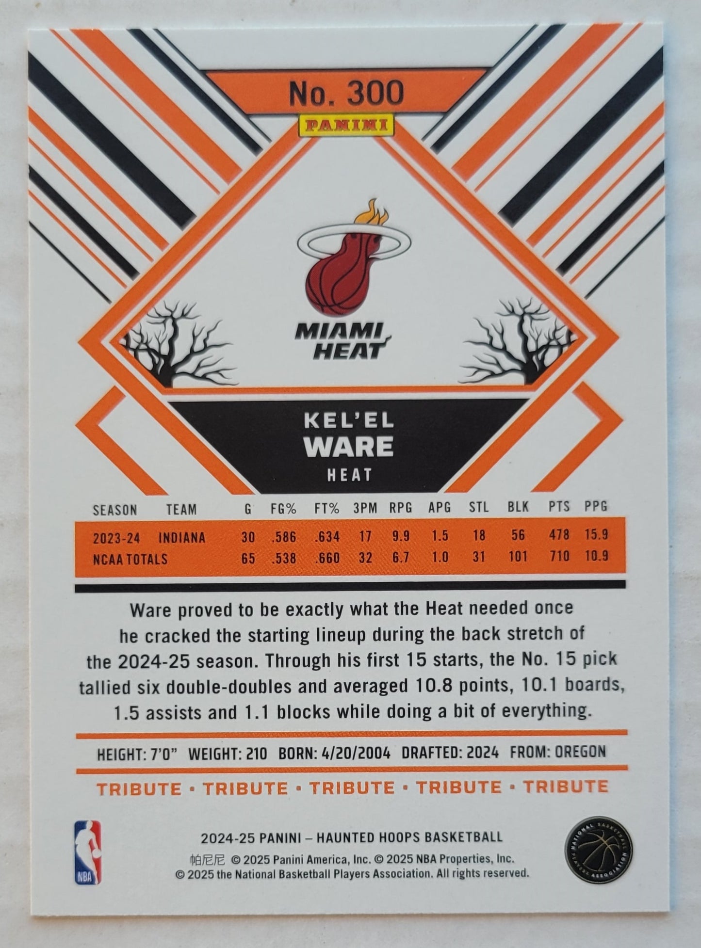 Kel'el Ware - 2024-25 Hoops Haunted Hoops #300 RC