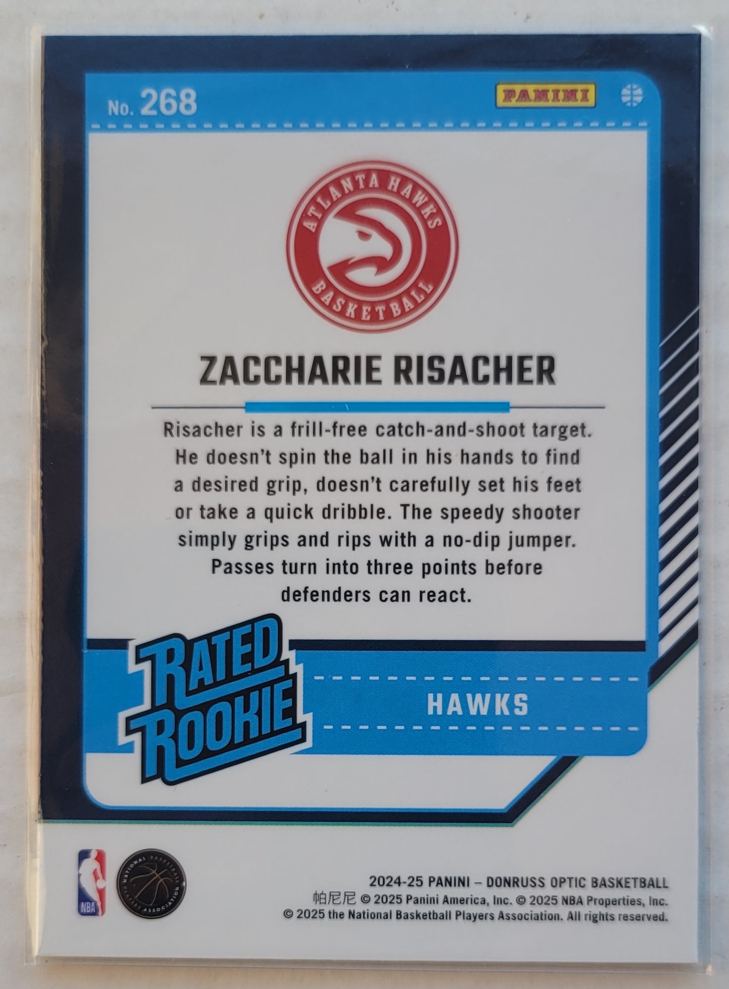 Zaccharie Risacher - 2024-25 Donruss Optic #268 RR RC
