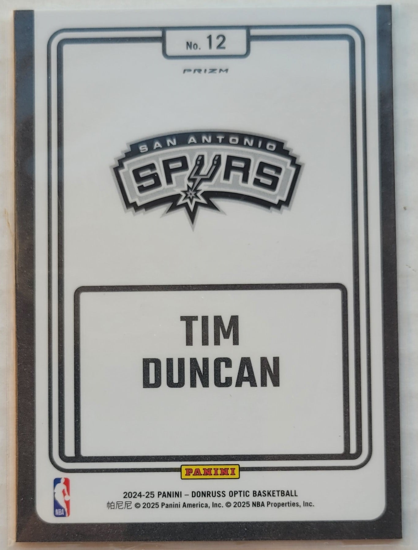 Tim Duncan - 2024-25 Donruss Optic Winner Stays Purple #12