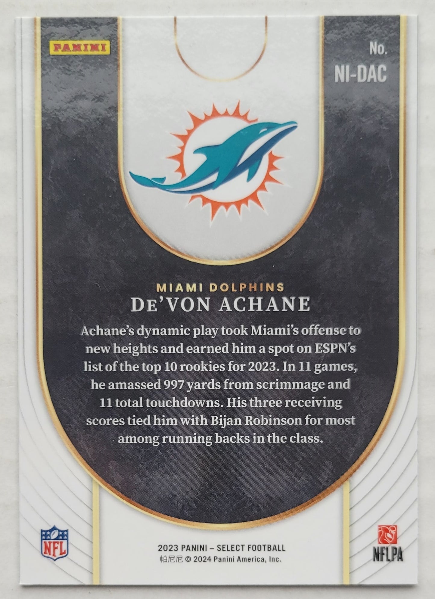 De'Von Achane - 2023 Select Neon Icons #18
