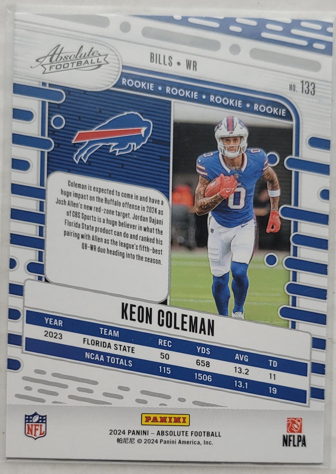 Keon Coleman - 2024 Absolute #133 RC