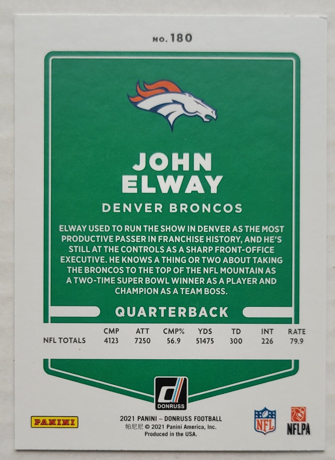 John Elway - 2021 Donruss #180A