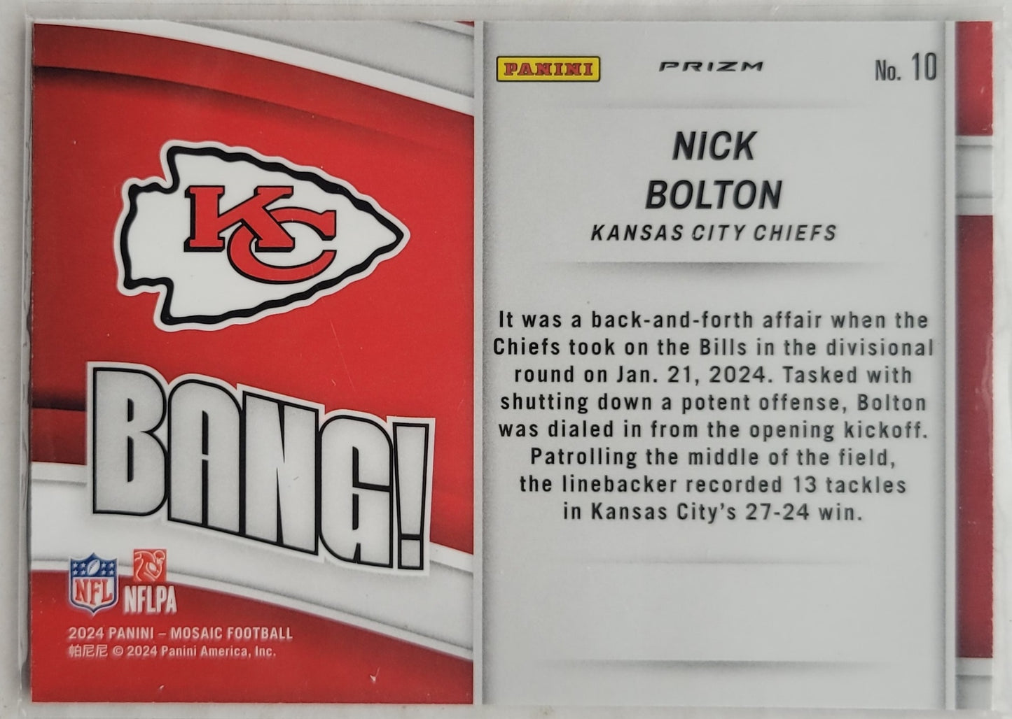 Nick Bolton - 2024 Panini Mosaic Bang! Mosaic Green #10