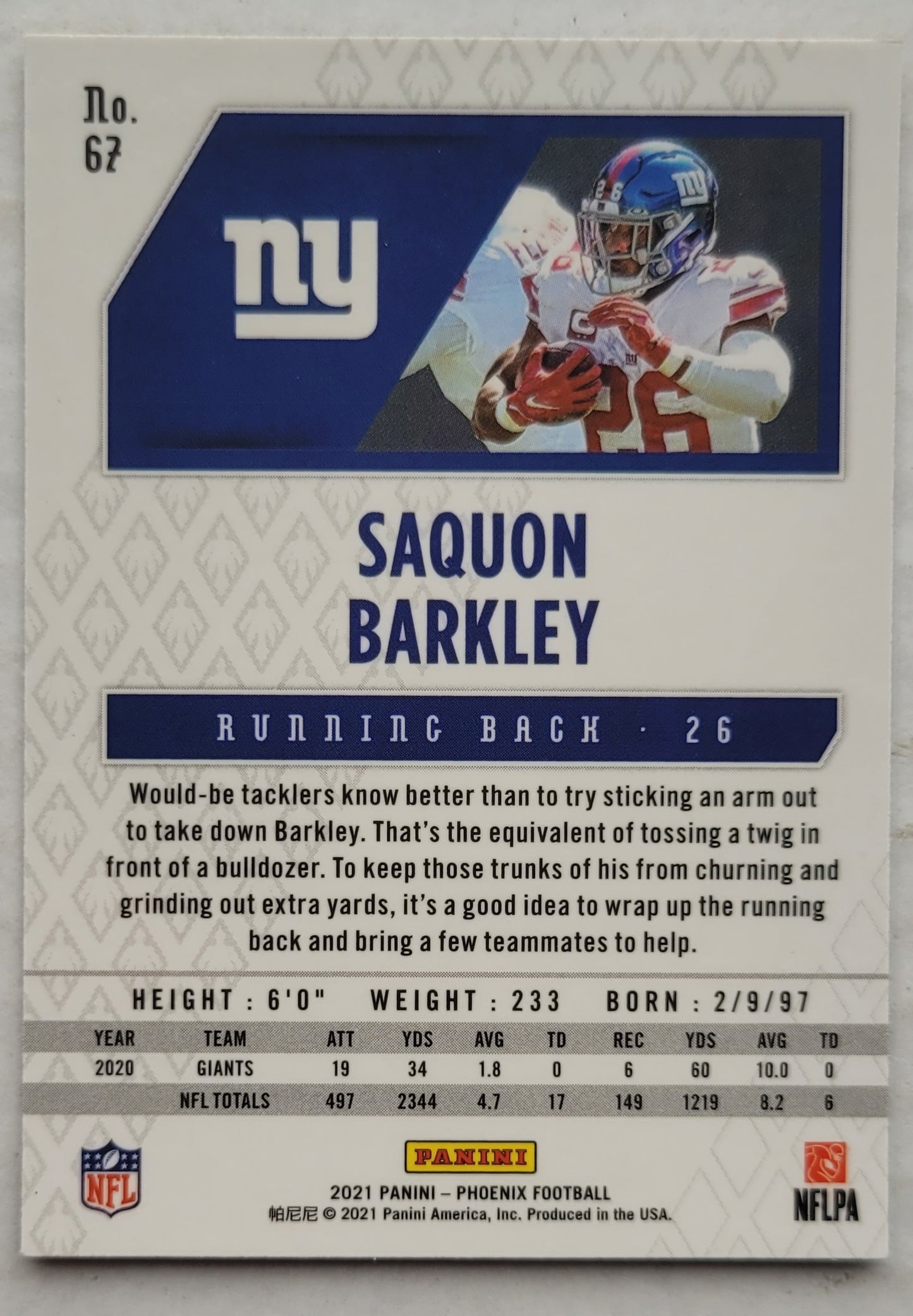 Saquon Barkley - 2021 Panini Phoenix Fire Burst #67