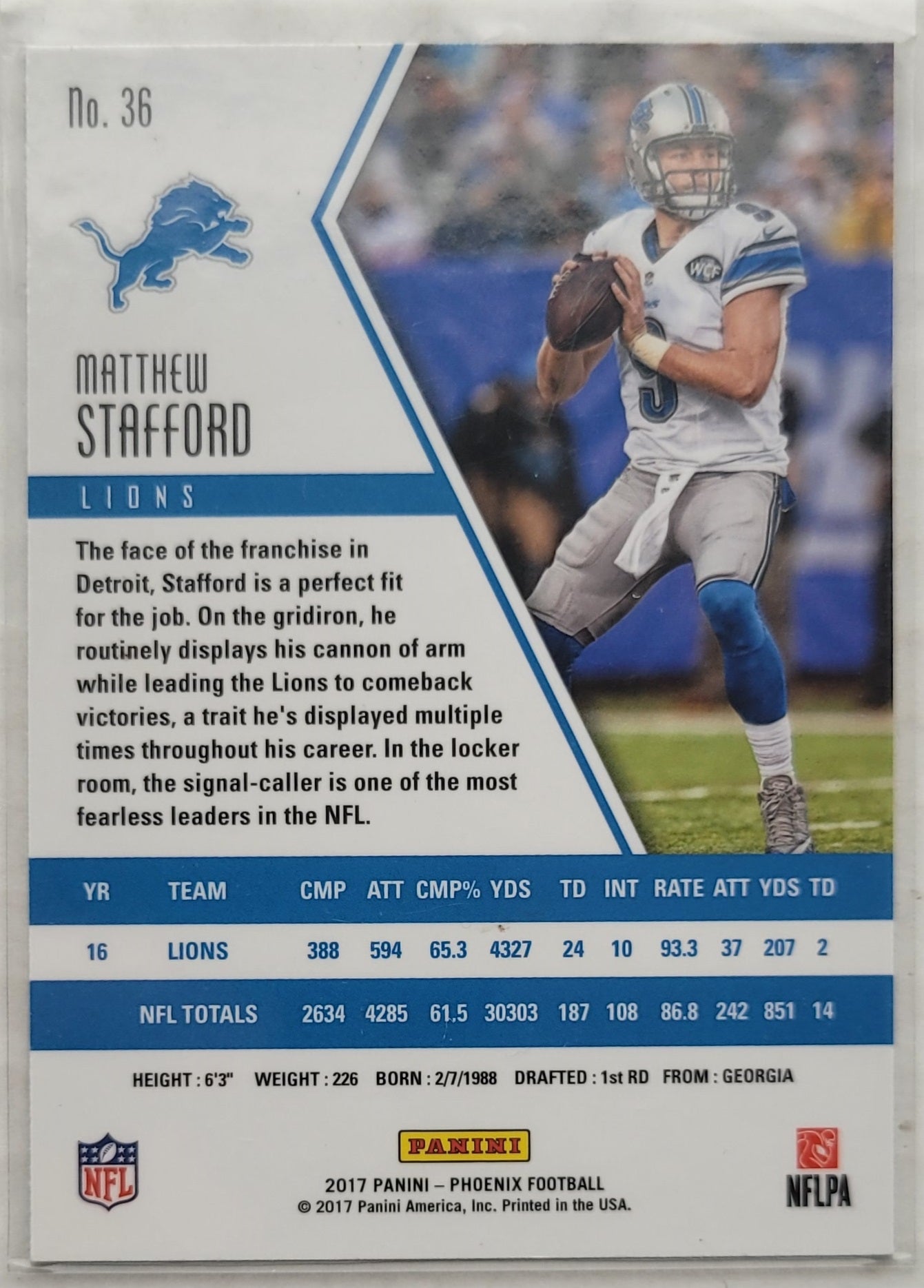 Matthew Stafford - 2017 Panini Phoenix #36