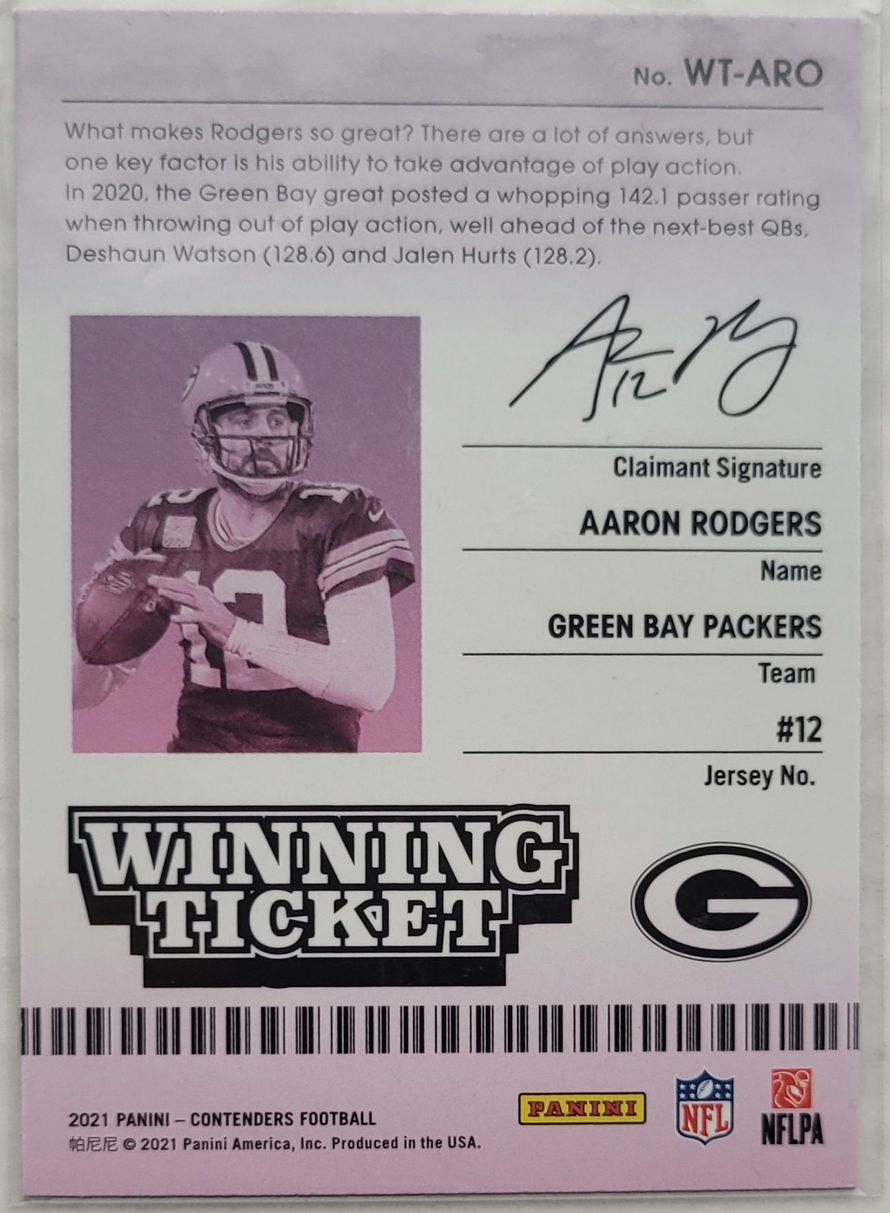 Aaron Rodgers - 2021 Panini Contenders Winning Ticket #5