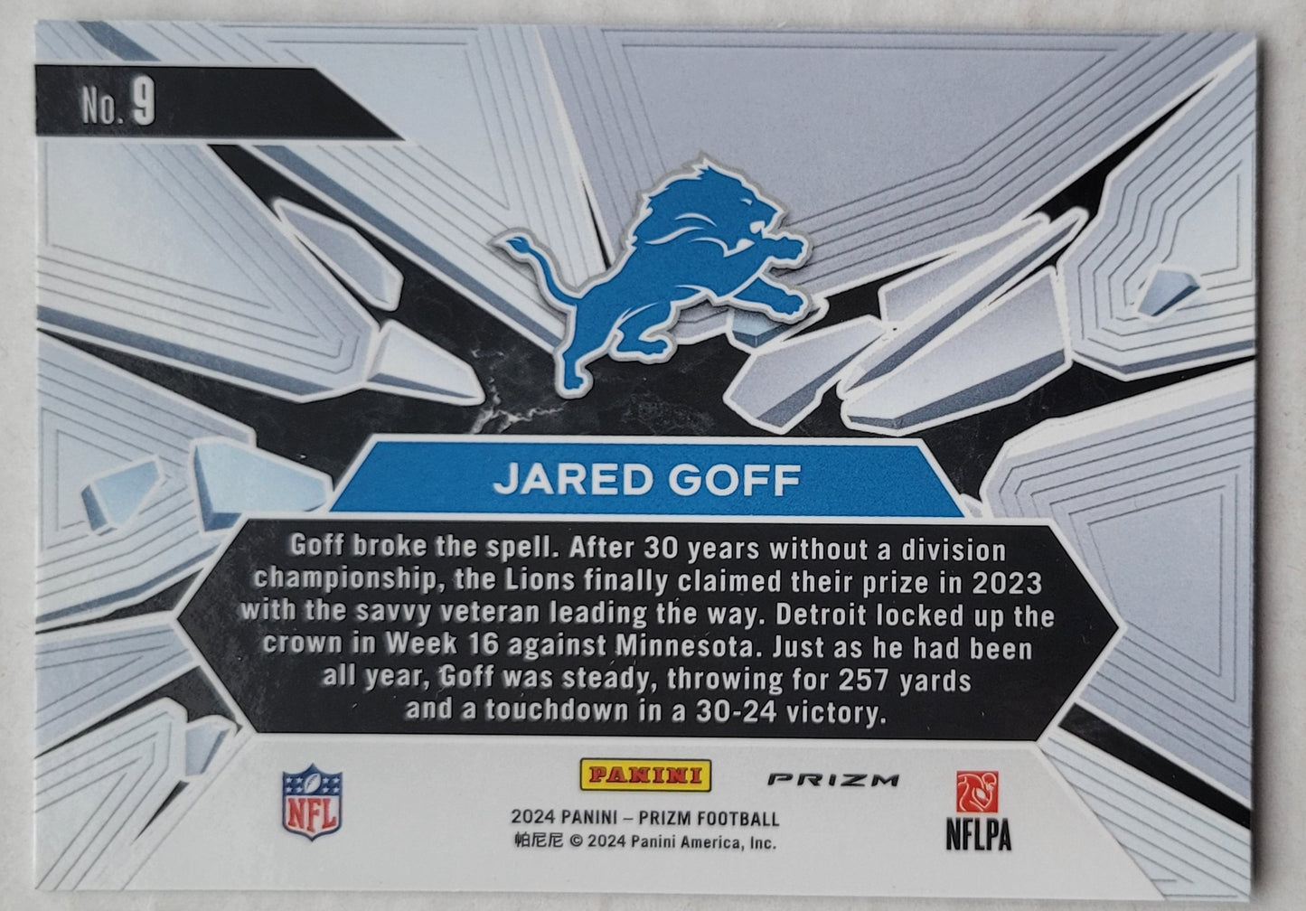 Jared Goff - 2024 Panini Prizm Prizm Break Prizms Green #9
