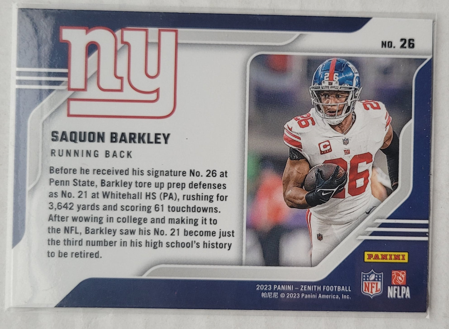 Saquon Barkley - 2023 Zenith Behind the Numbers Red #26
