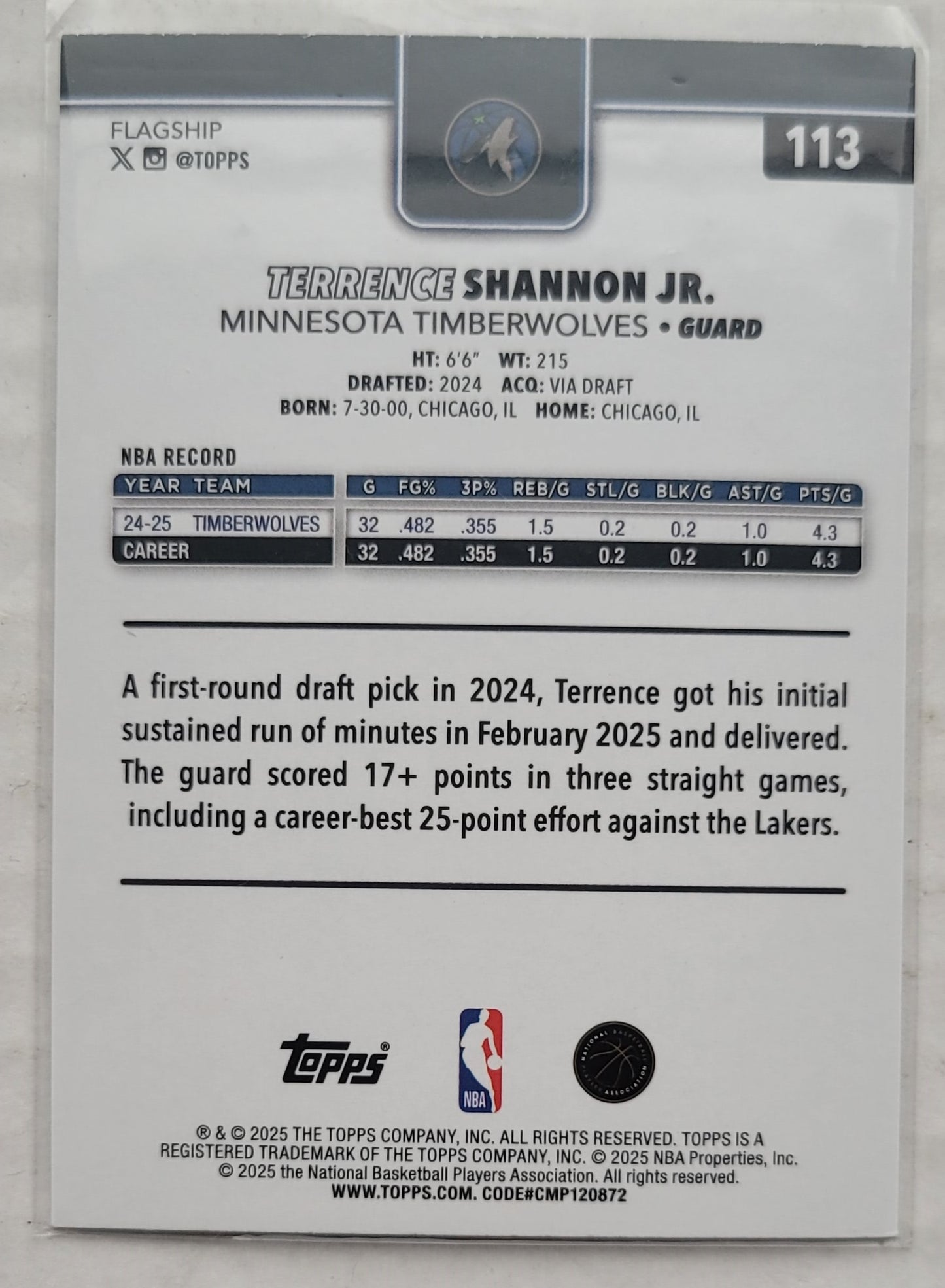 Terrence Shannon Jr. - 2025-26 Topps Diamante #113