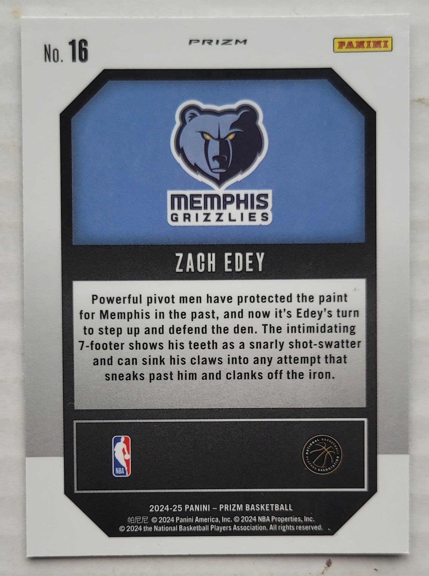 Zach Edey - 2024-25 Panini Prizm Emergent Prizms Green #16