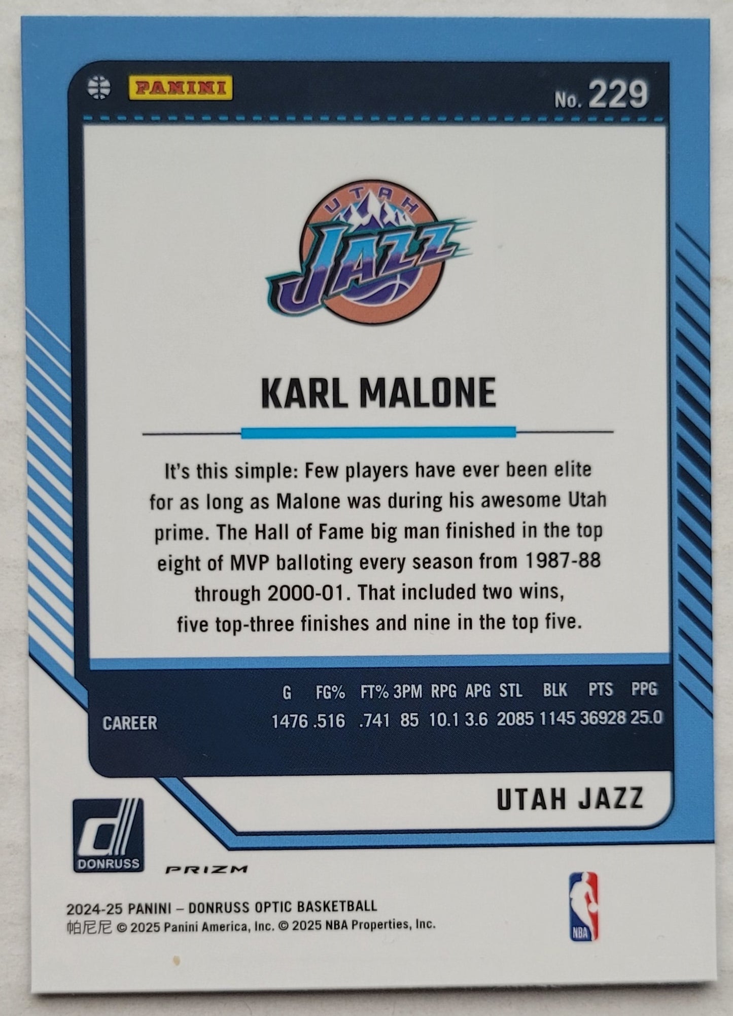 Karl Malone - 2024-25 Donruss Optic Purple #229 LGD