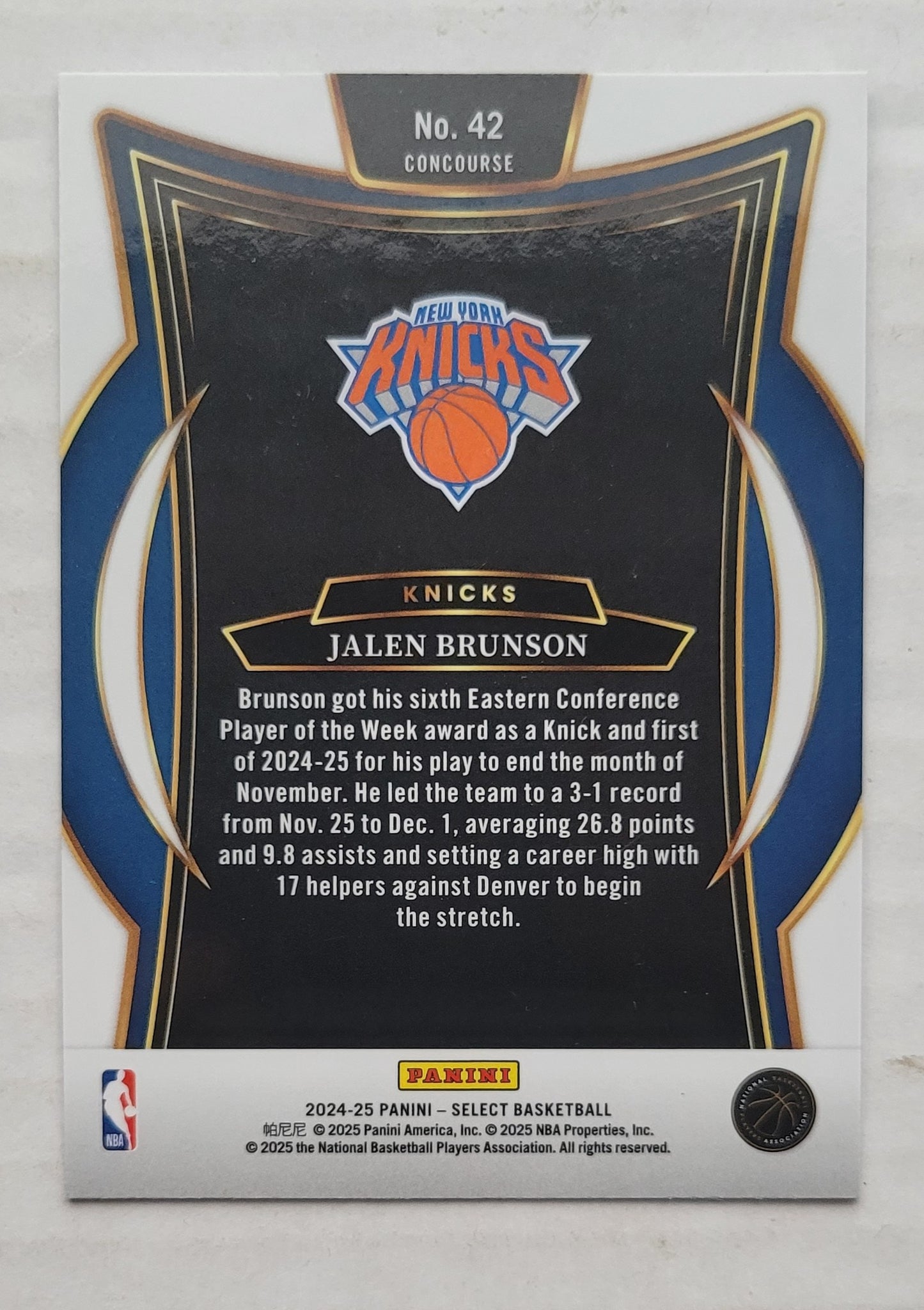 Jalen Brunson - 2024-25 Select Blue #42