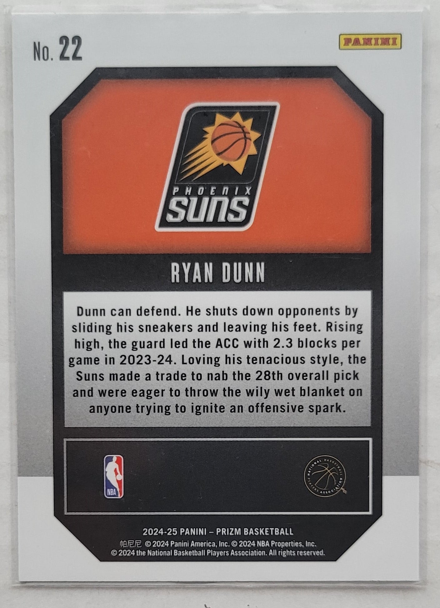 Ryan Dunn - 2024-25 Panini Prizm Emergent #22