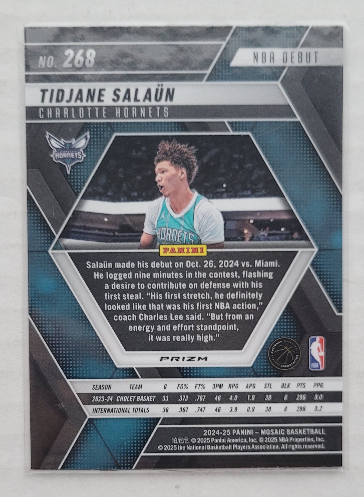 Tidjane Salaun - 2024-25 Panini Mosaic Silver #268 NBA Debut RC