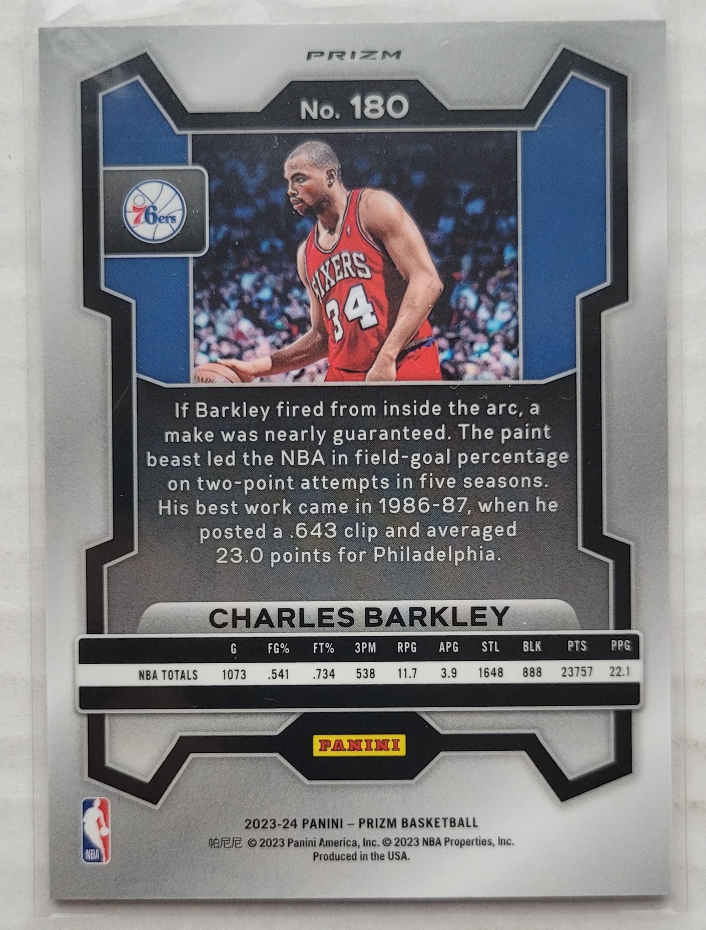 Charles Barkley - 2023-24 Panini Prizm Prizms Red Ice #180