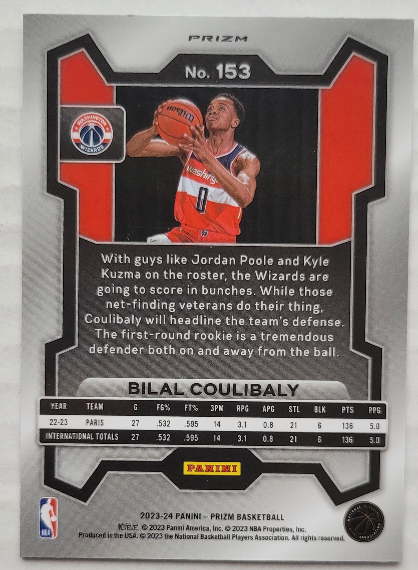 Bilal Coulibaly - 2023-24 Panini Prizm Prizms Silver #153 RC