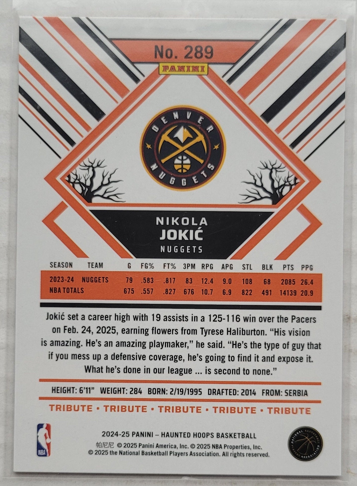 Nikola Jokic - 2024-25 Hoops Haunted Hoops Orange #289