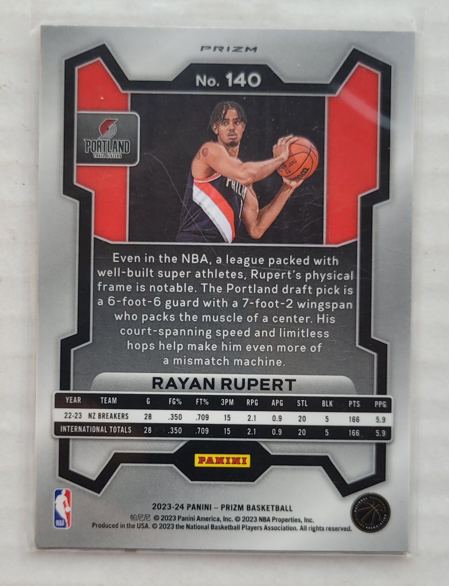 Rayan Rupert - 2023-24 Panini Prizm Prizms Red Ice #140 RC